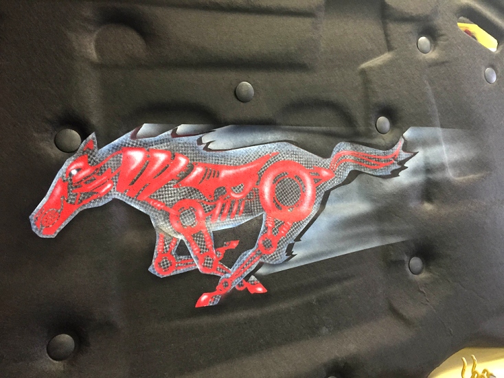 2015 Ford Mustang Custom Airbrushed Hood Liner - Running Pony @ RPI ...