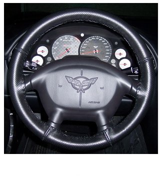 AUTOSW-1004 Beige & Black Cowhide Steering Wheel Cover, For All Vehicl