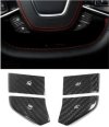 2020-2024 C8 Corvette Real Carbon Fiber Steering Buttons Overlays (4 pcs), 100% Genuine Carbon Fiber (Black Carbon Fiber)