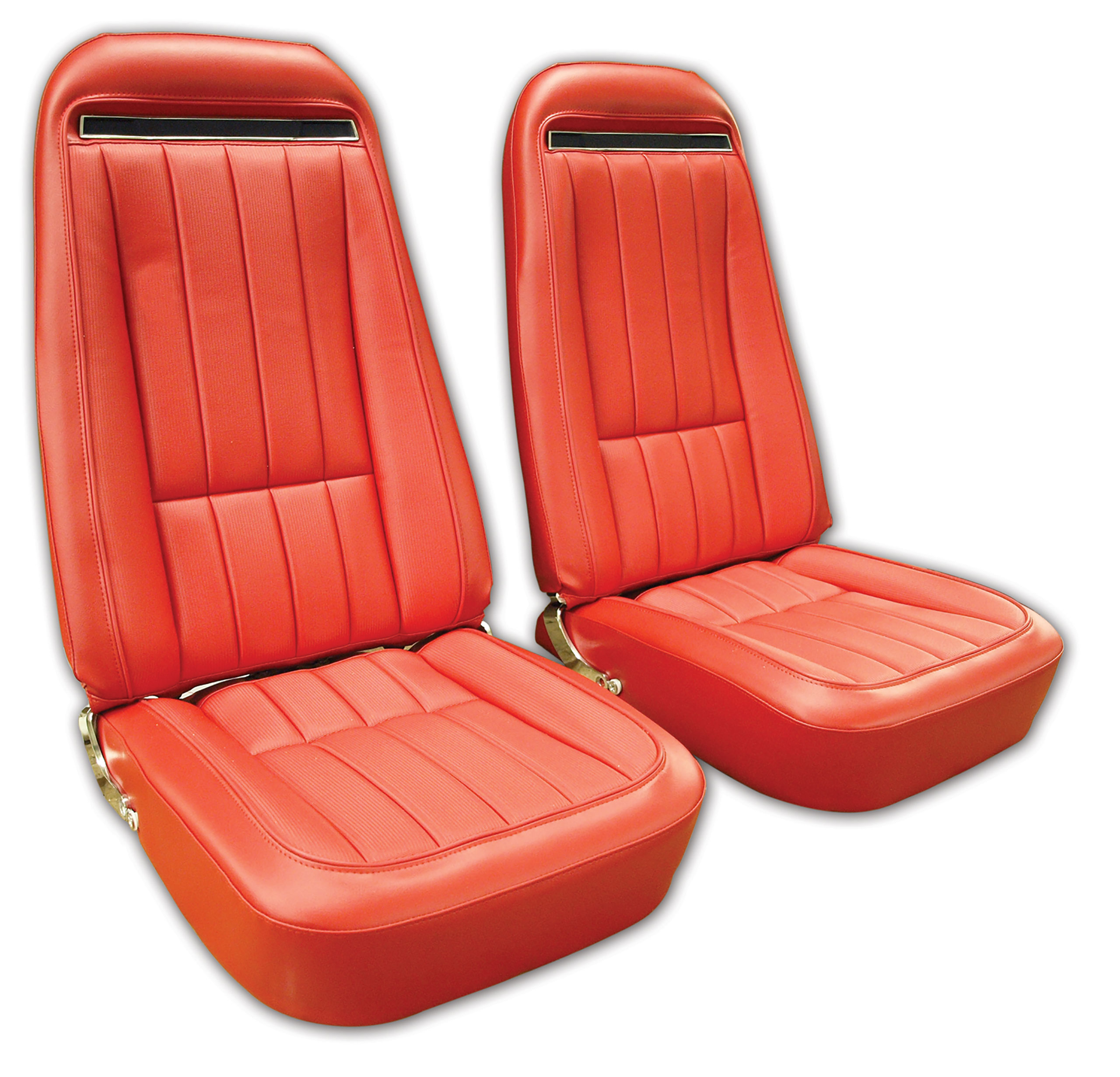 1970-1972 C3 Corvette Mounted Seats Red Vinyl With Shoulder Harness