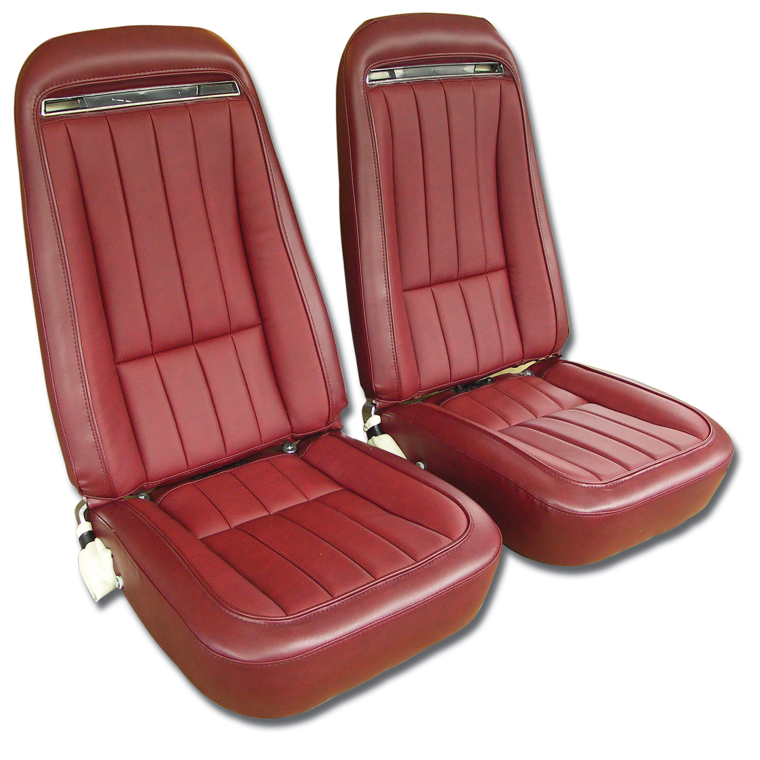 1973-1974 C3 Corvette Mounted Seats Oxblood Vinyl With Shoulder Harness