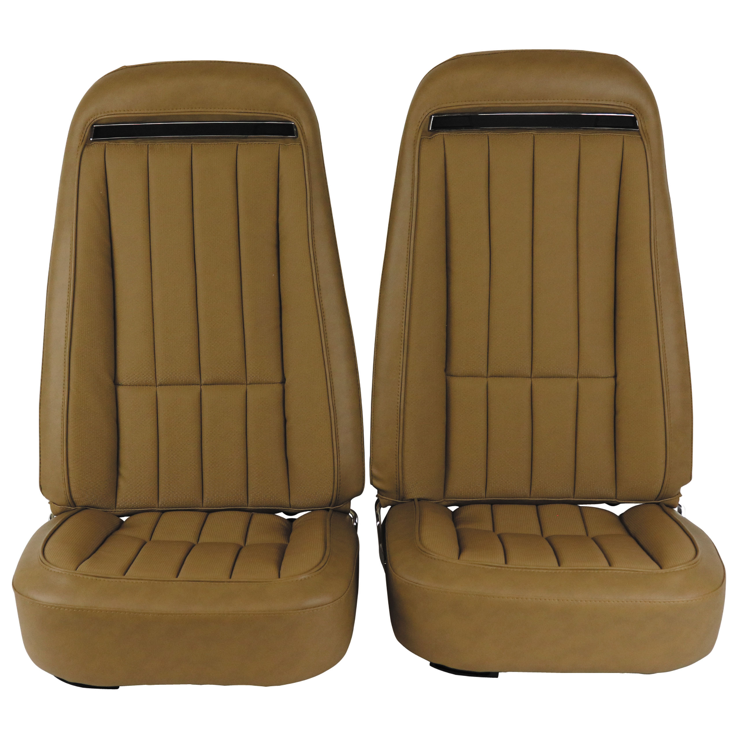 1973-1974 C3 Corvette Mounted Seats Medium Saddle Vinyl Without Shoulder Harness