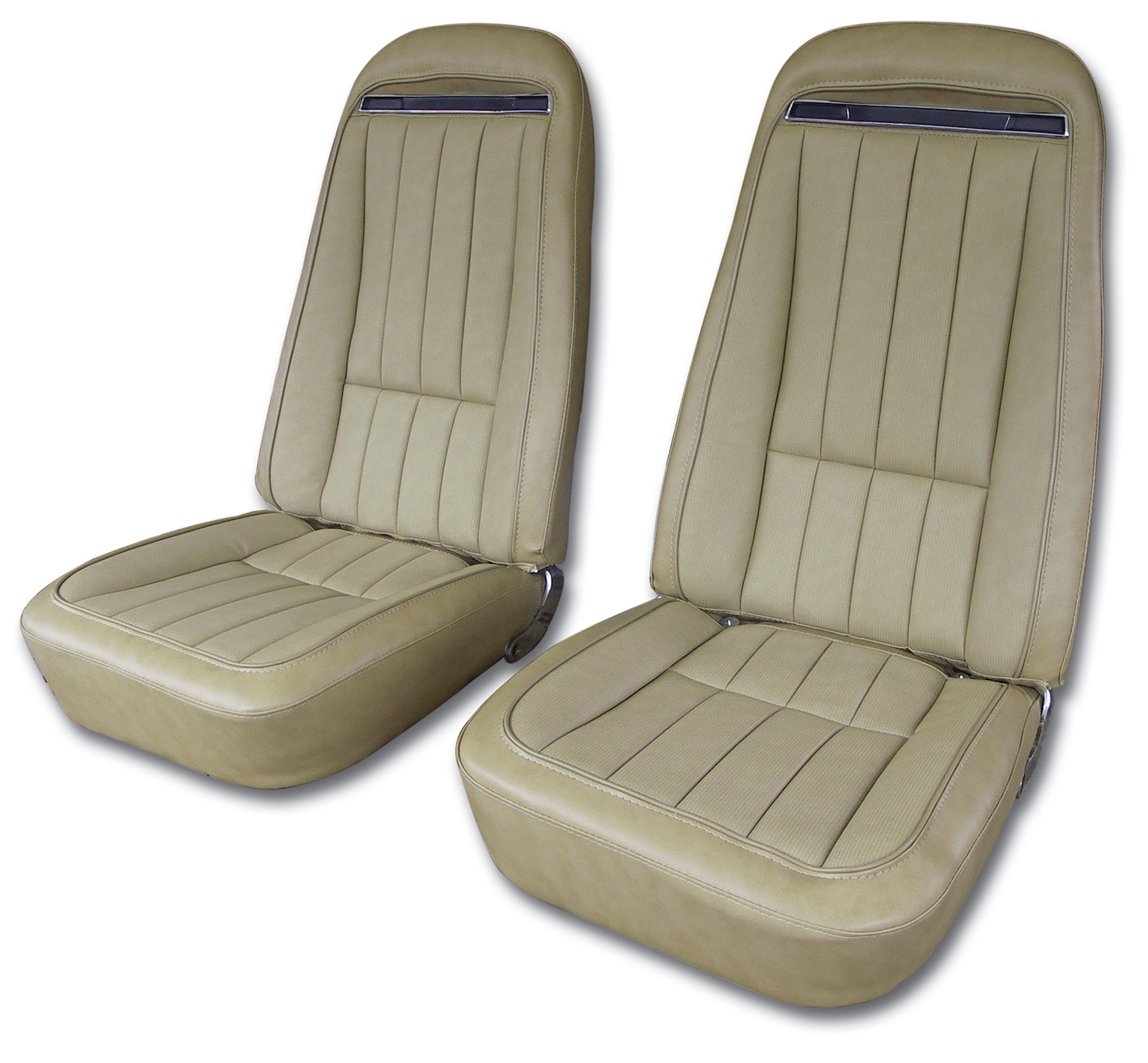 1973-1974 C3 Corvette Mounted Seats Medium Saddle Vinyl With Shoulder Harness