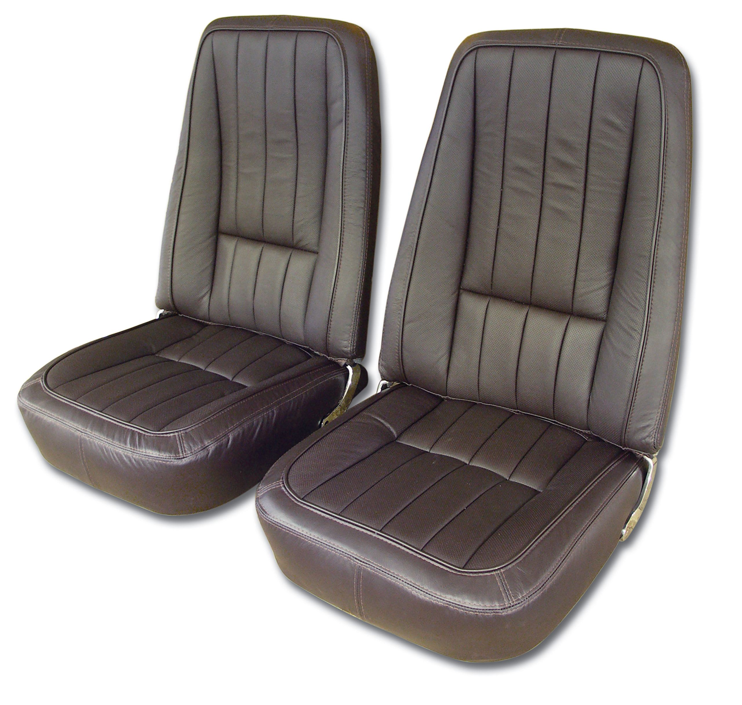 1968 C3 Corvette Mounted Seats Tobacco 100% Leather Second Design With Headrest Bracket