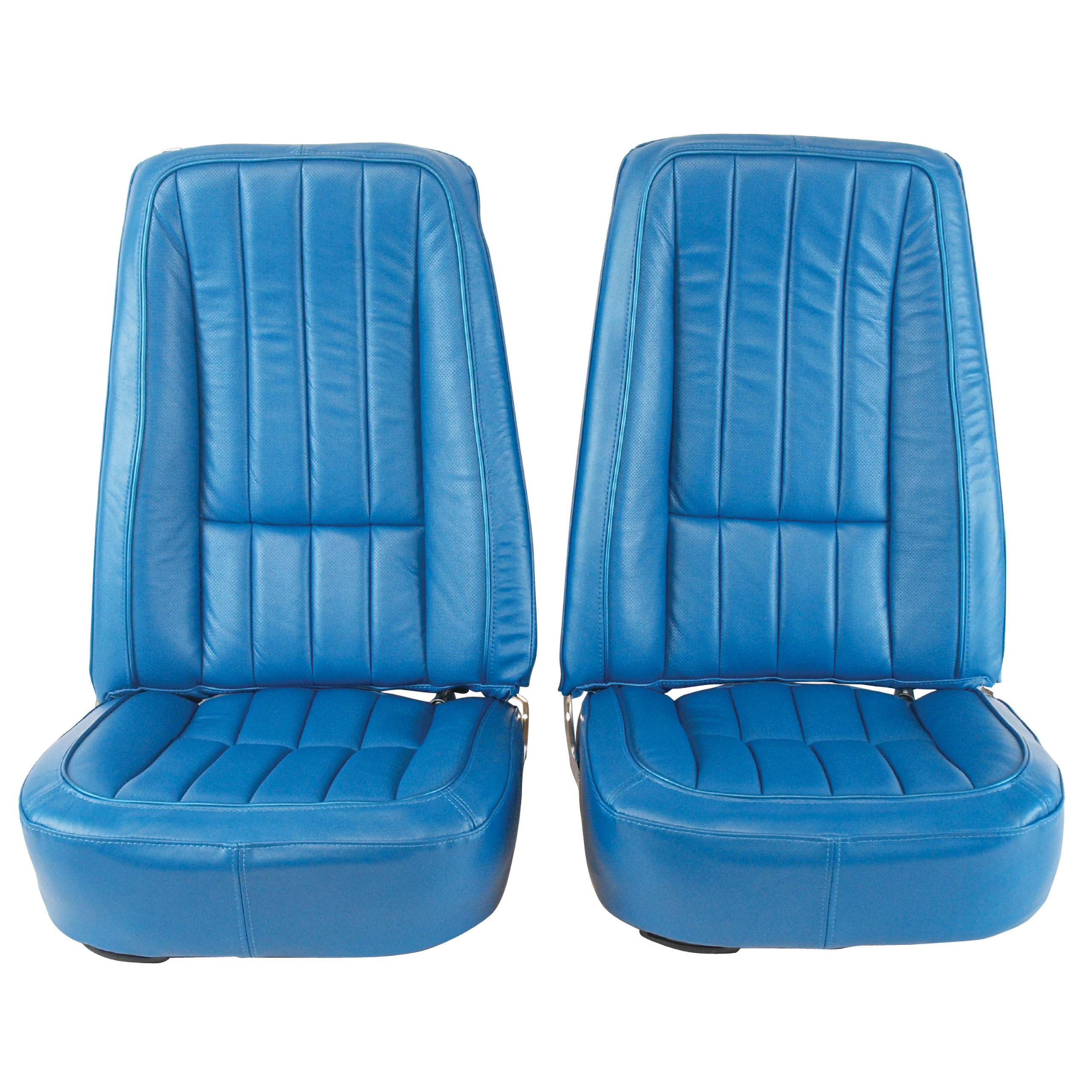 1968 C3 Corvette Mounted Seats Bright Blue 100% Leather First Design Without Headrest Bracket