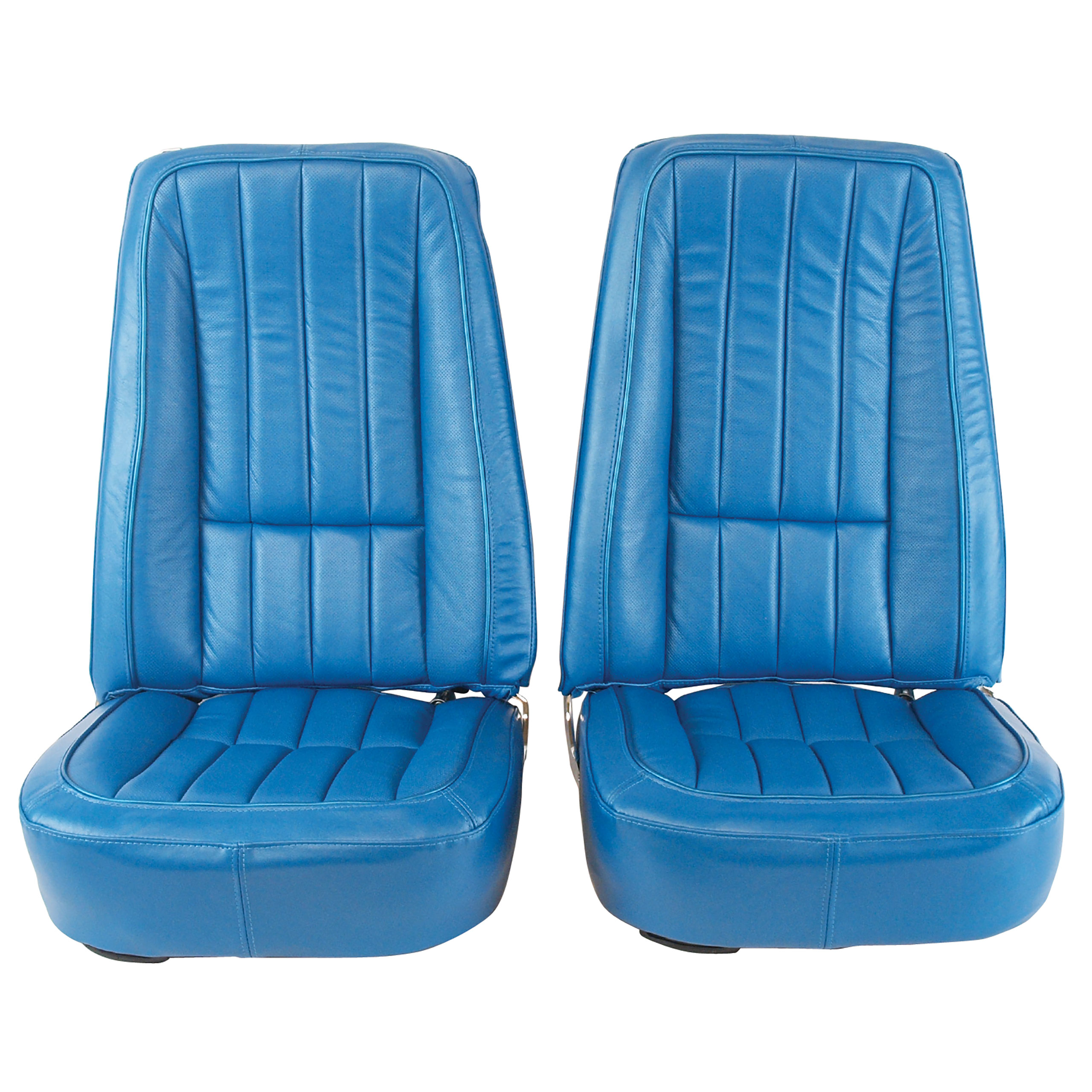 1968 C3 Corvette Mounted Seats Bright Blue 100% Leather Second Design With Headrest Bracket