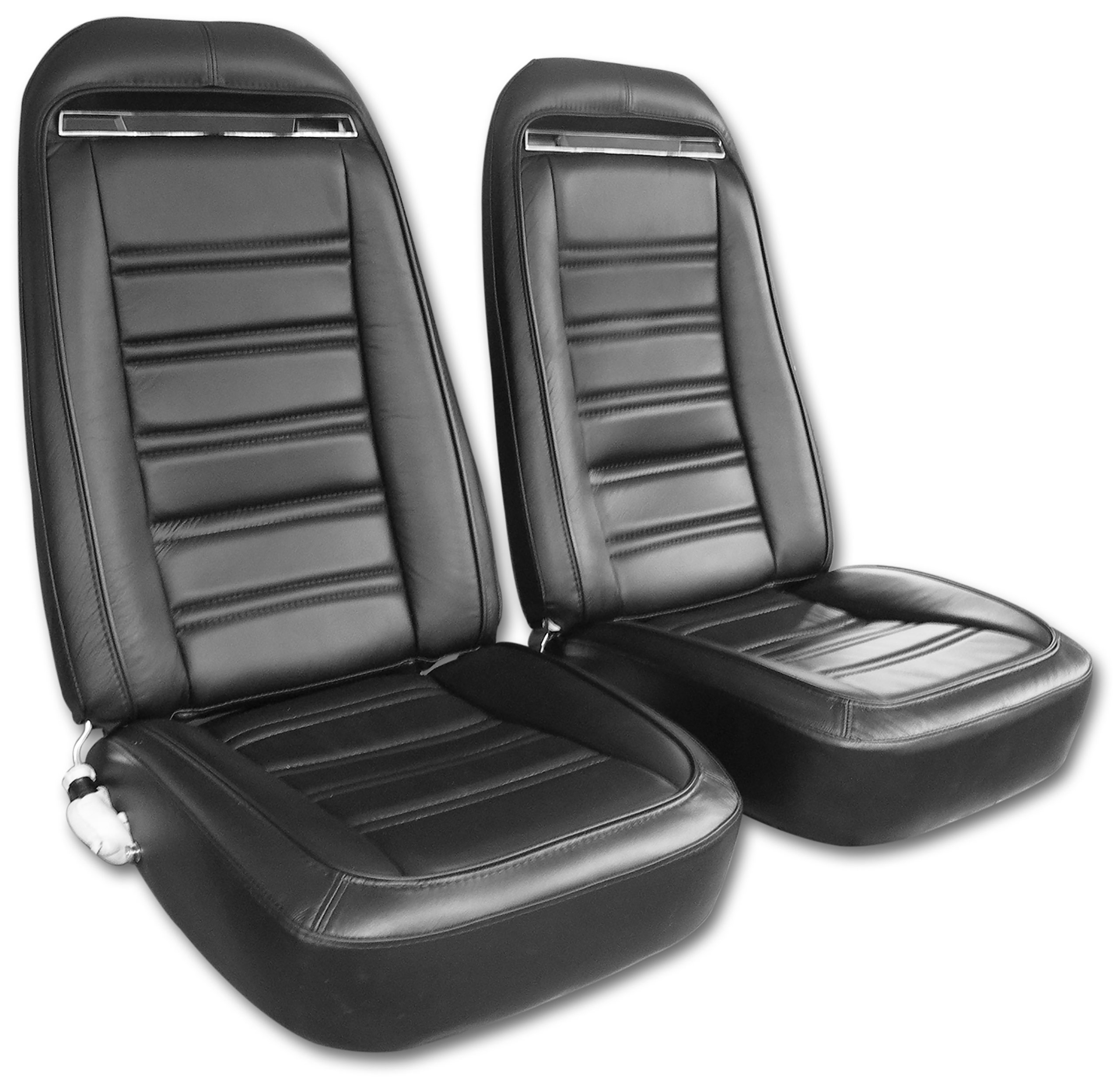 1972 C3 Corvette Mounted Seats Black Leather Vinyl 