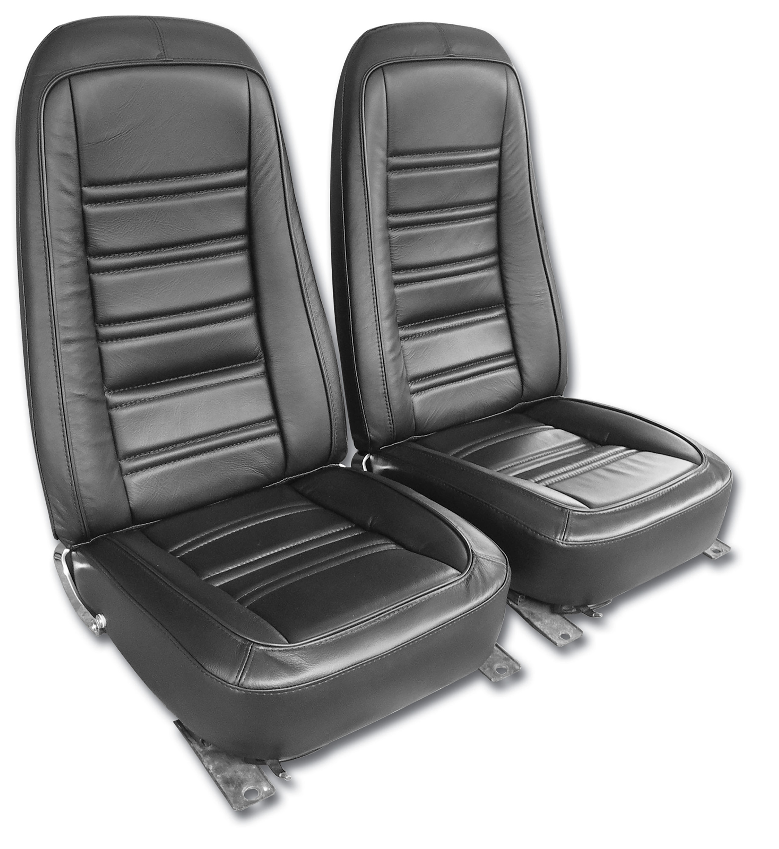 1976-1978 C3 Leather Seat Covers Black Leather/Vinyl Org