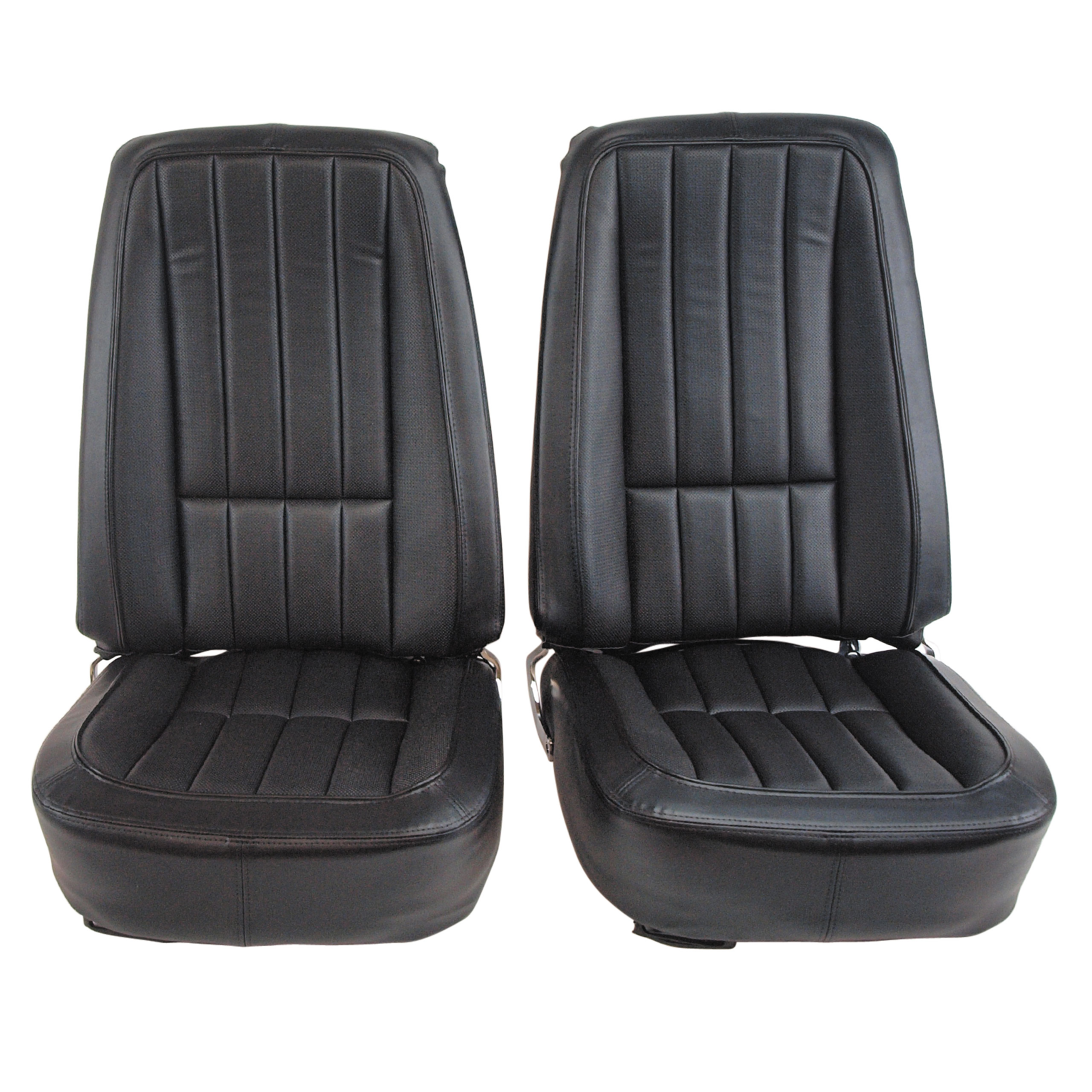 1968 C3 Corvette Mounted Seats Black "Leather-Like" Vinyl Second Design Without Headrest Bracket