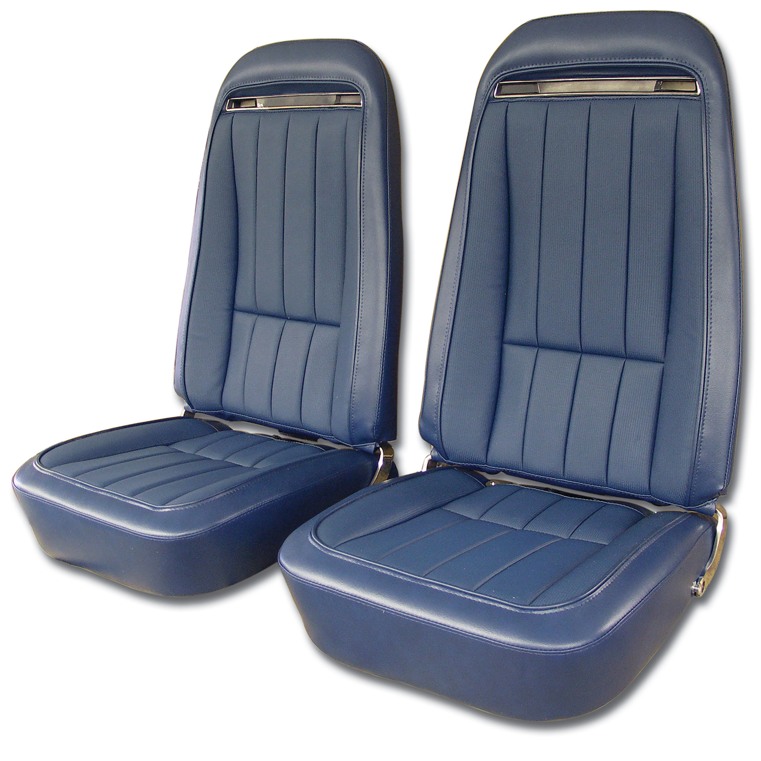 1971 C3 Corvette Mounted Seats Royal Blue "Leather-Like" Vinyl