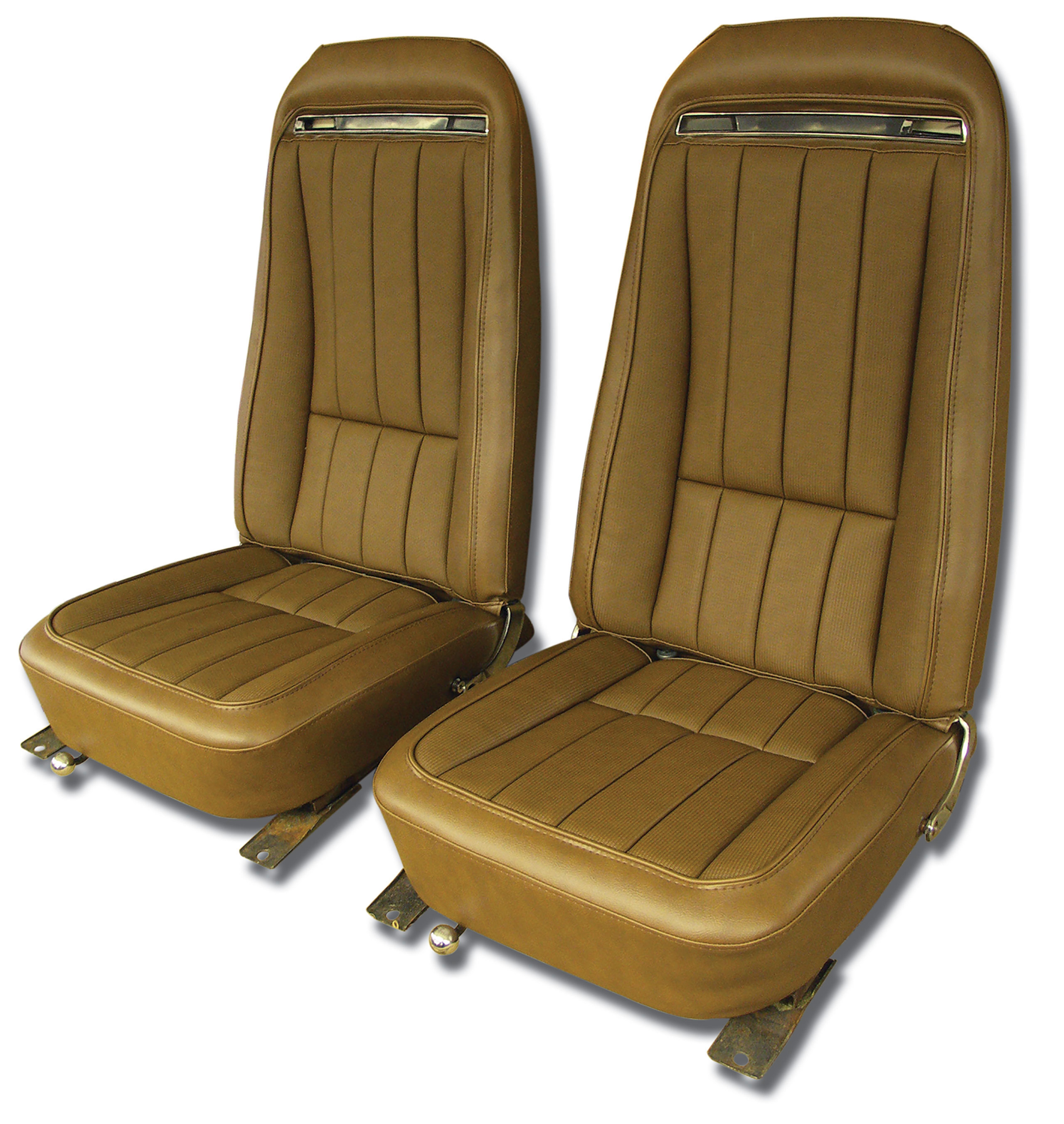 1972 C3 Corvette Mounted Seats Dark Saddle "Leather-Like" Vinyl With Shoulder Harness