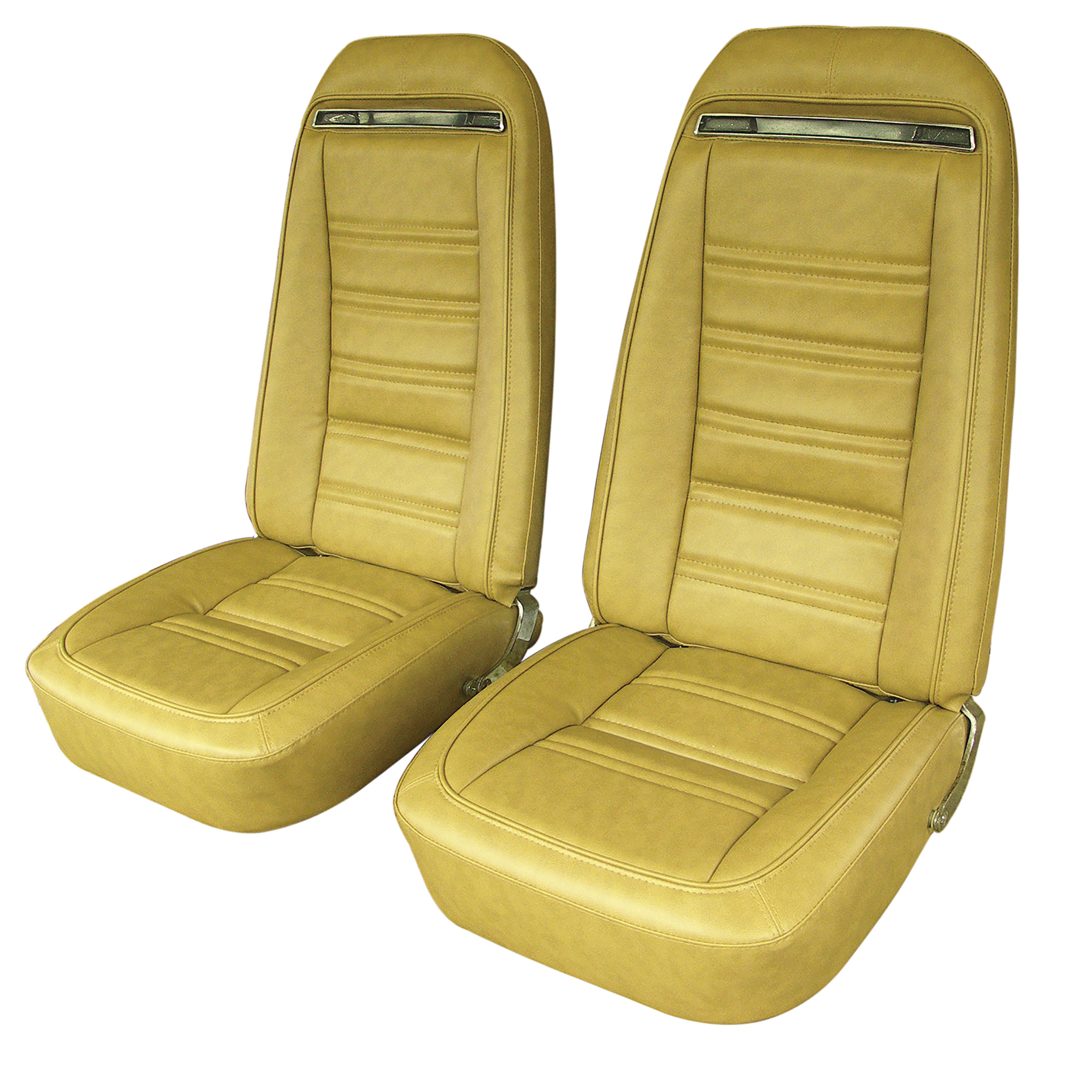 1975 C3 Corvette Mounted Seats Medium Saddle "Leather-Like" Vinyl With Shoulder Harness