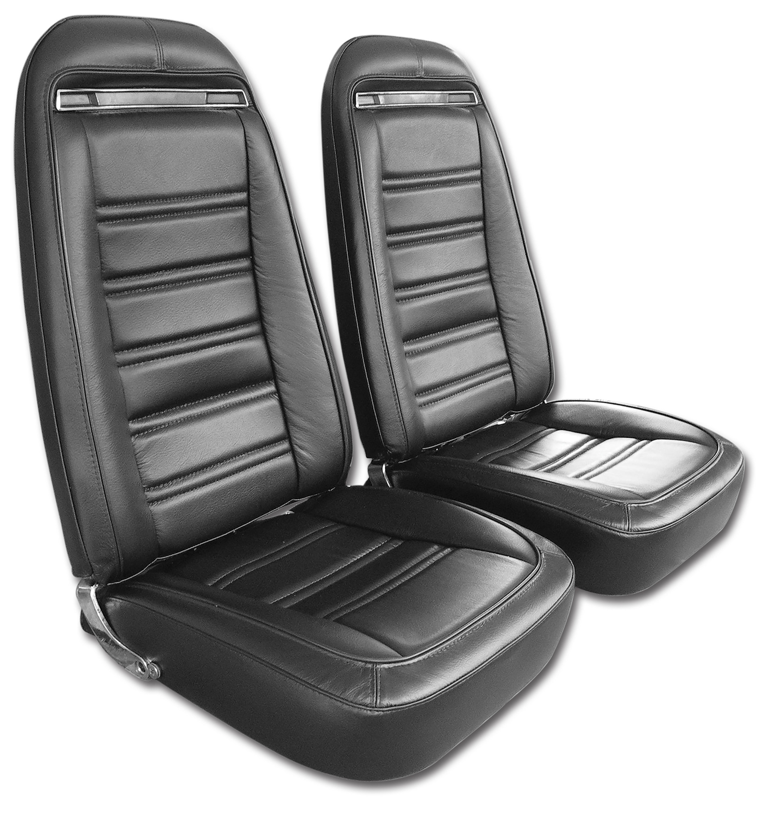 1970-1971 C3 Corvette Mounted Seats Driver Black Leather Vinyl