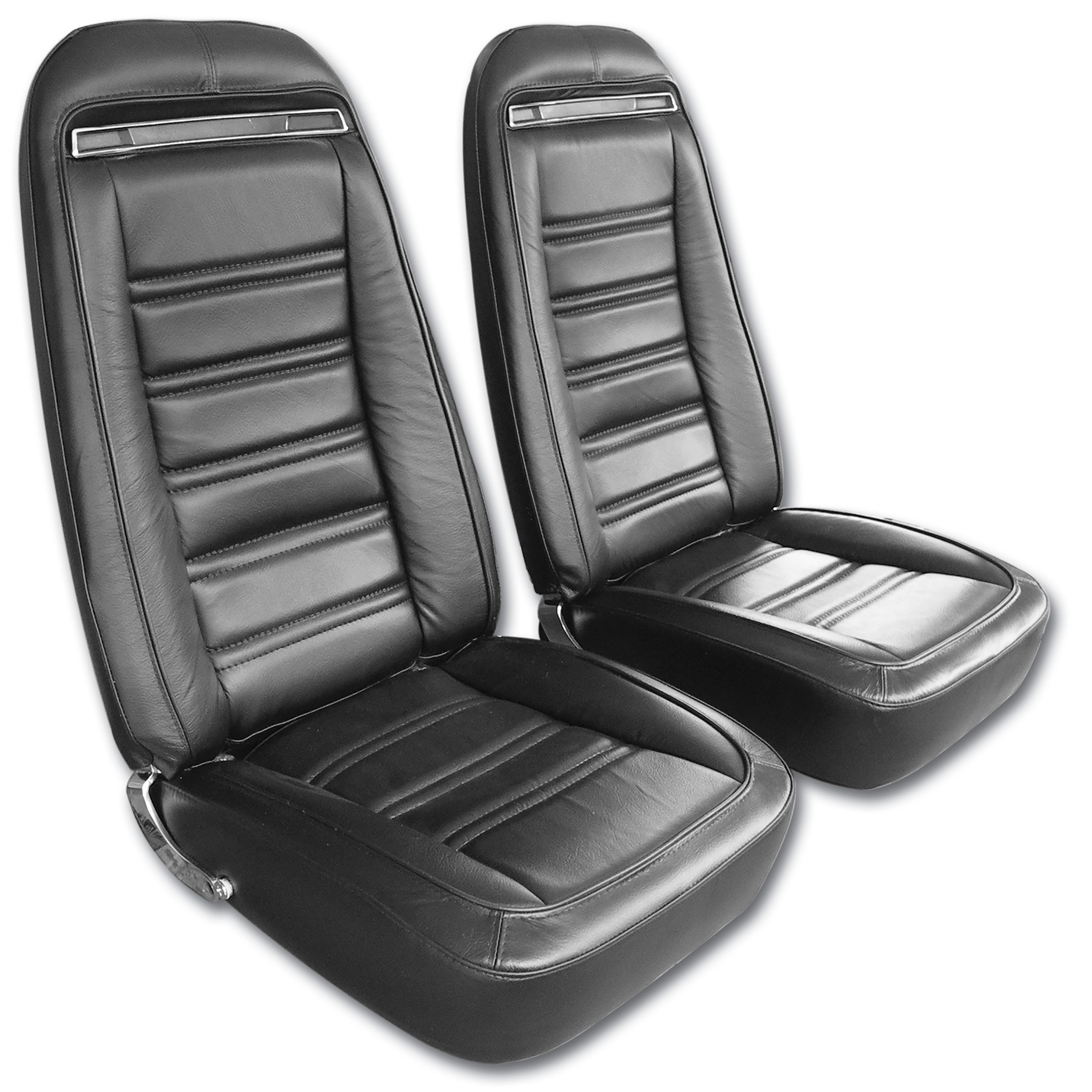 1975 C3 Corvette Mounted Seats Driver Black Leather Vinyl