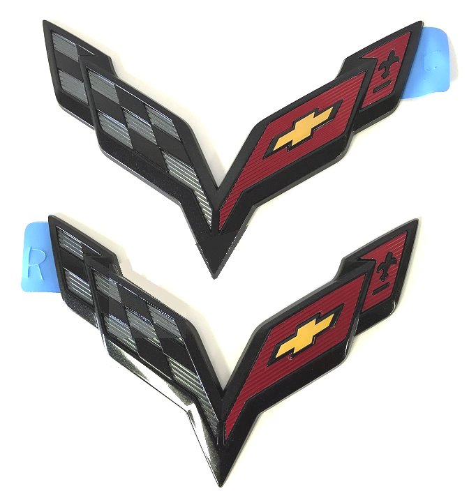 C7 Corvette Painted Cross flags Emblems - Carbon Flash Metallic ...