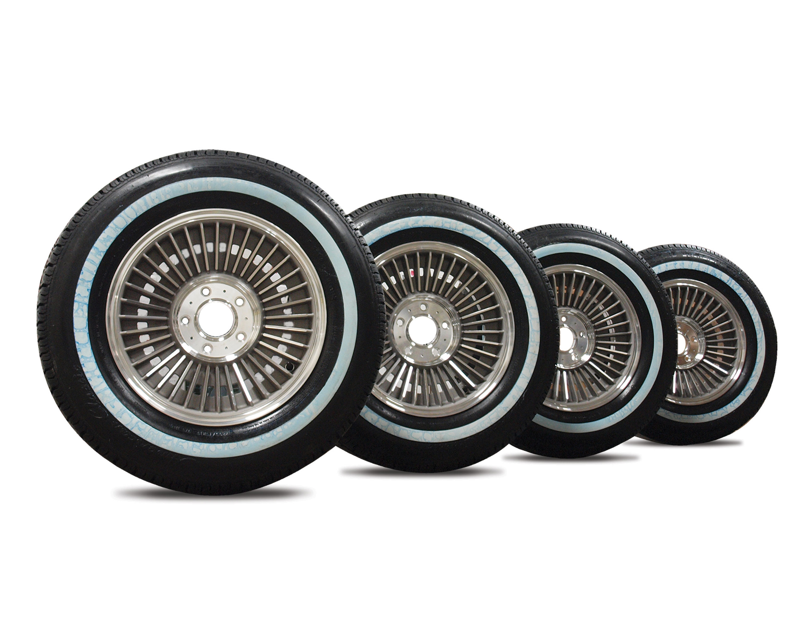 Direct-Bolt Knockoff Wheel & Tire Kit w/ 1" Whitewall Radial Tires For 63-64 Corvette