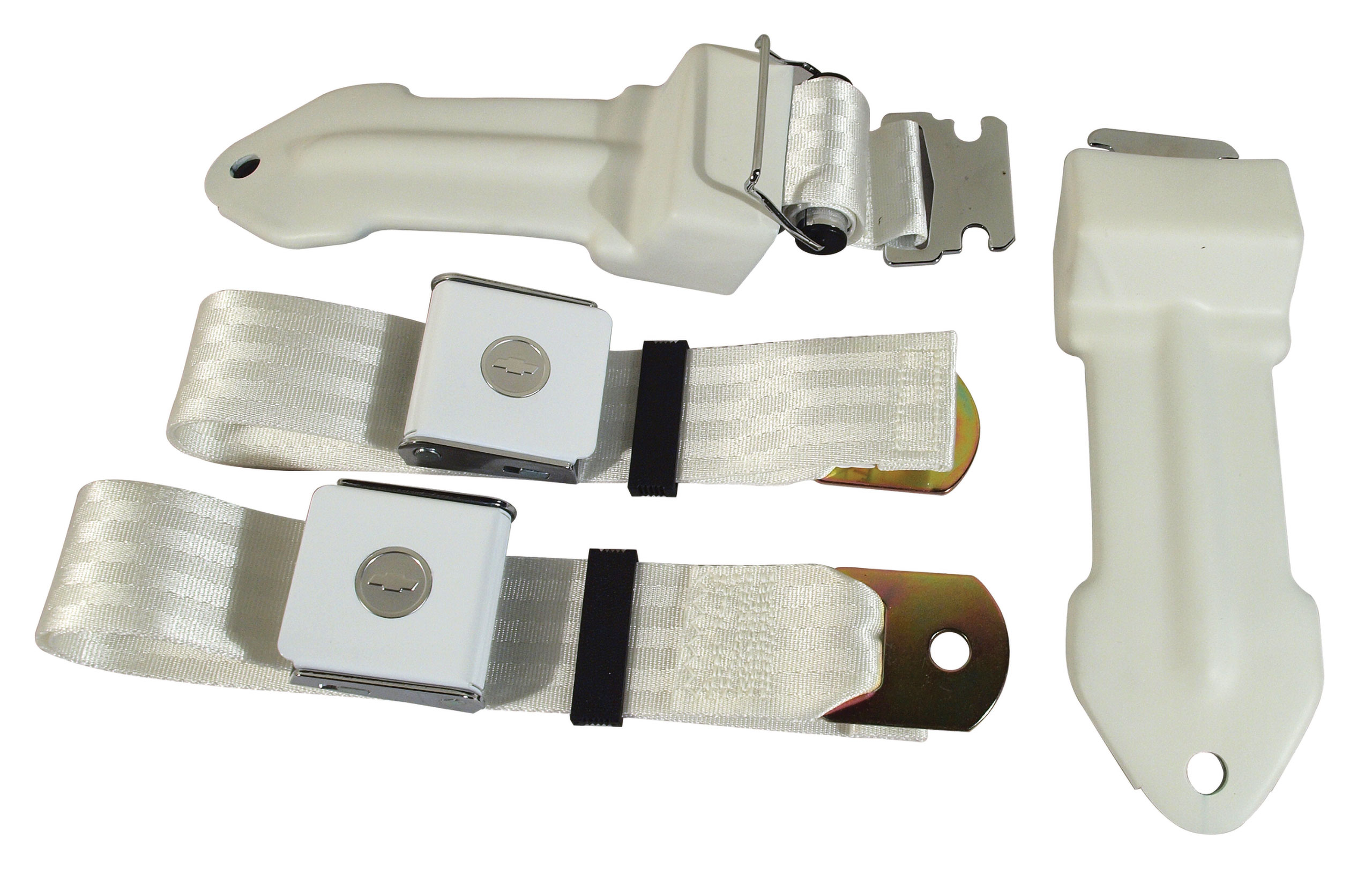 1965-1966 Corvette C2 Seat Belts- Lift Latch - White CA-41556 