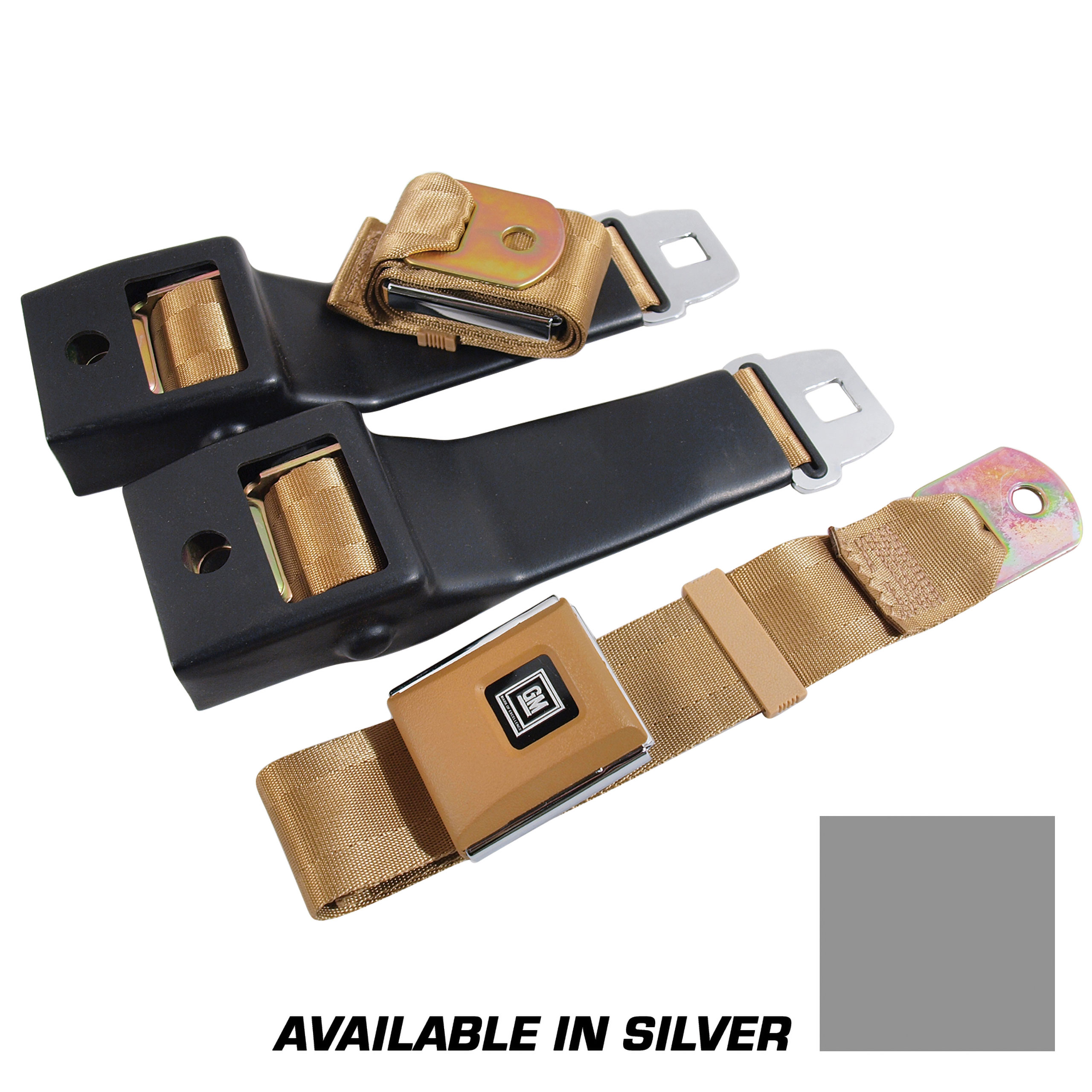 1968 Corvette C3 Seat Belts- OE Retractable Lap - Silver CA-41569 