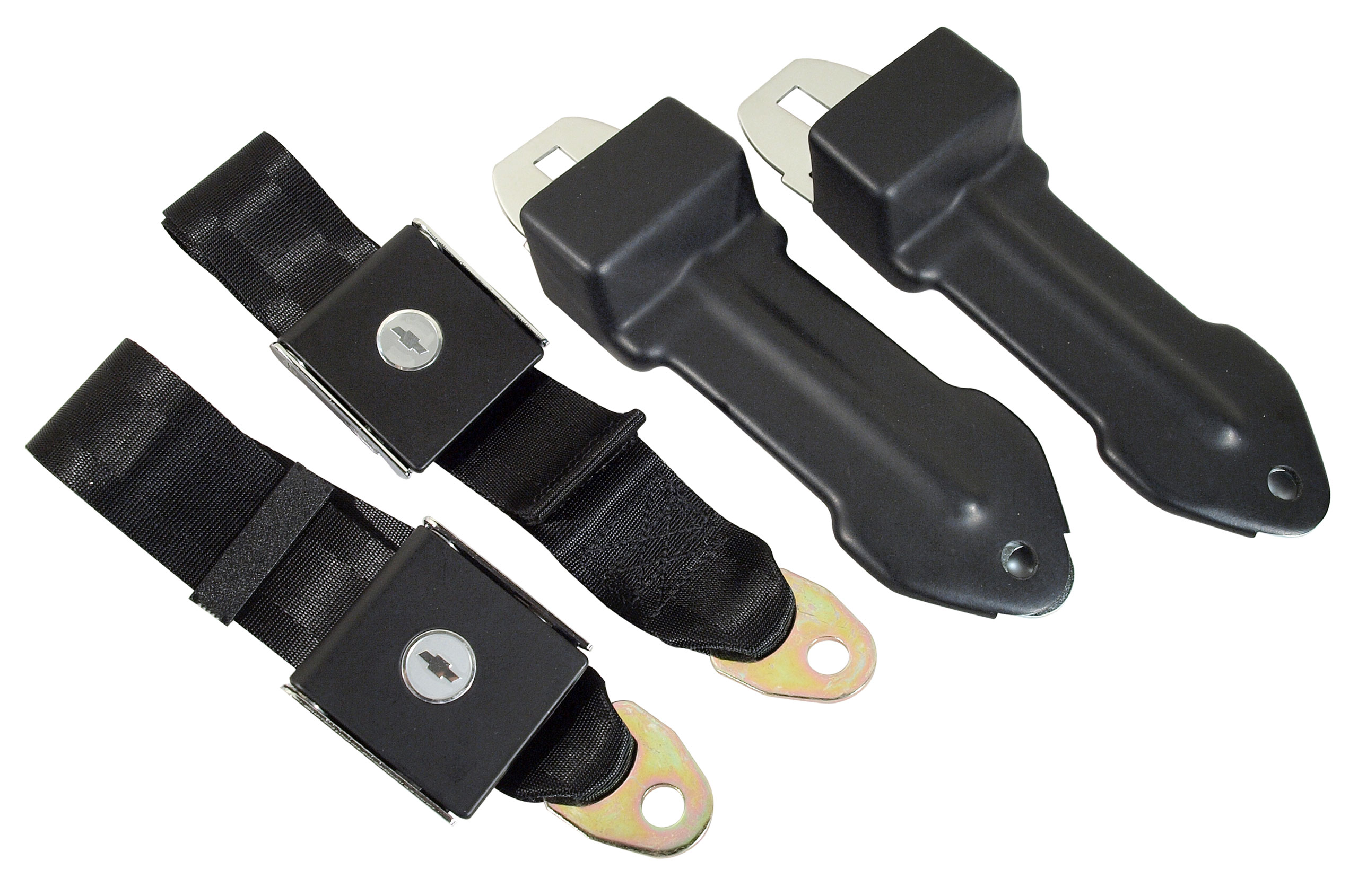 1965-1966 Corvette C2 Seat Belts Bowtie Lift Latch - Black CA-41594 