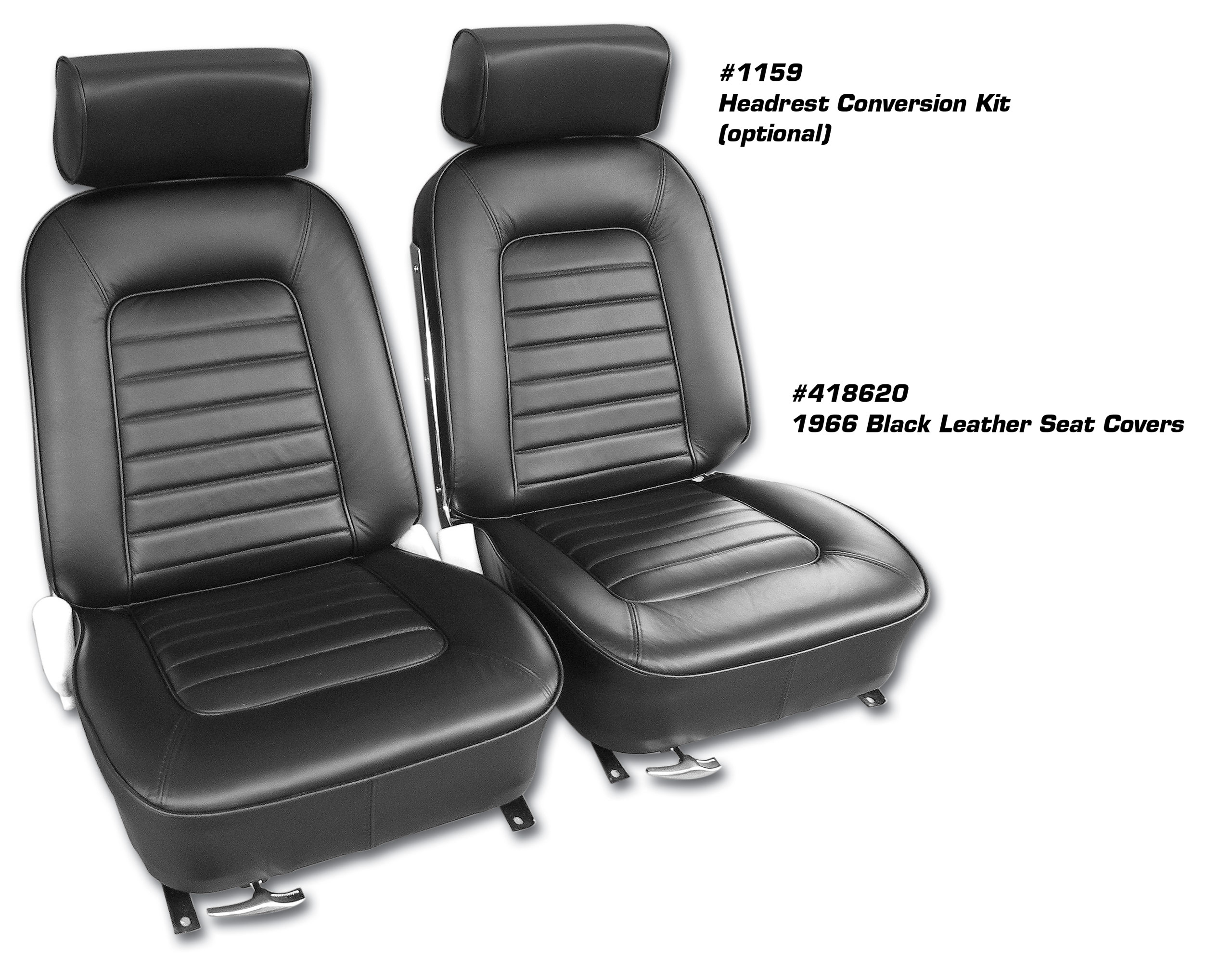 1966 Corvette C2 Leather Seat Covers- Black CA-418620 