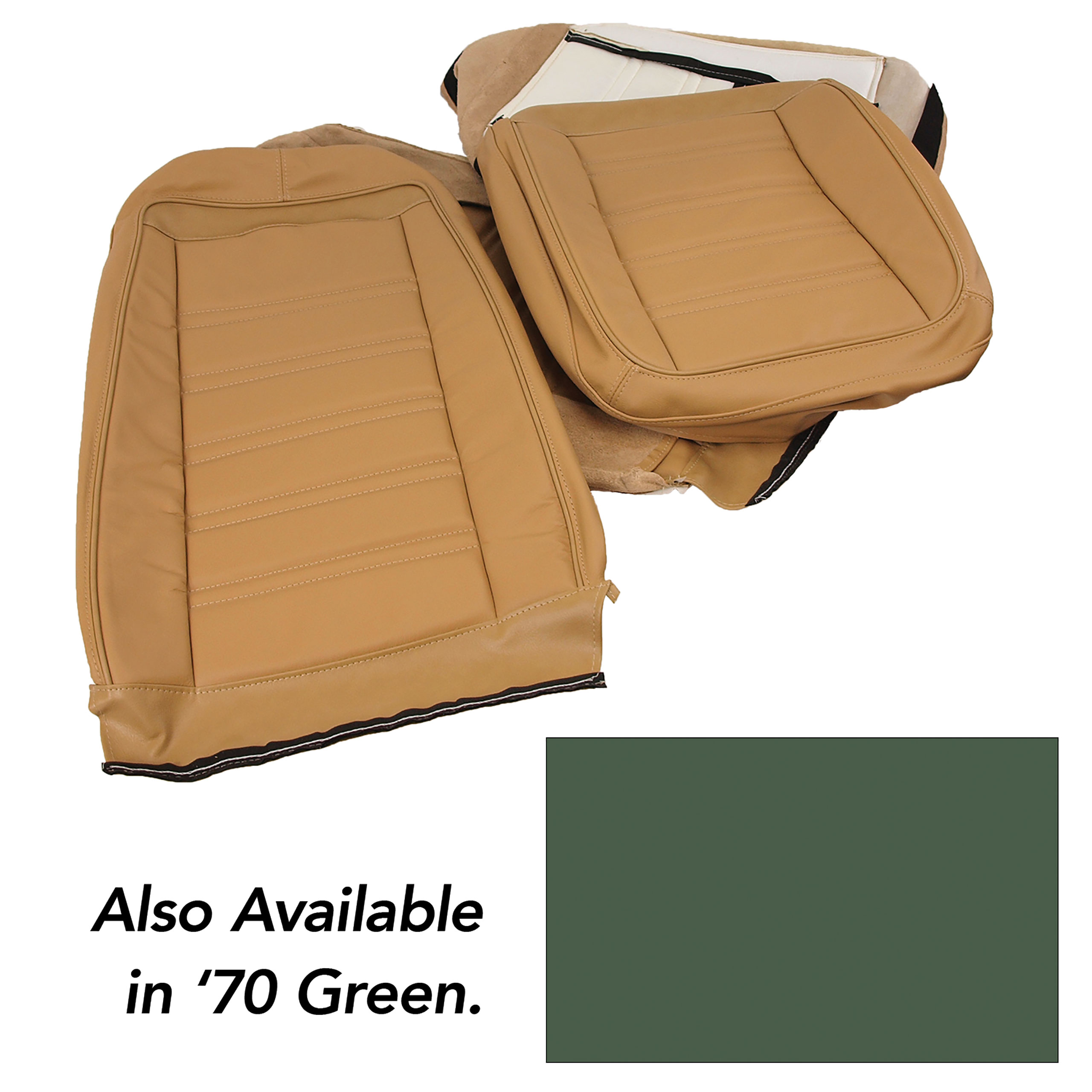 1970 Corvette C3 Leather Seat Covers Green Leather/Vinyl Original CA-419017 