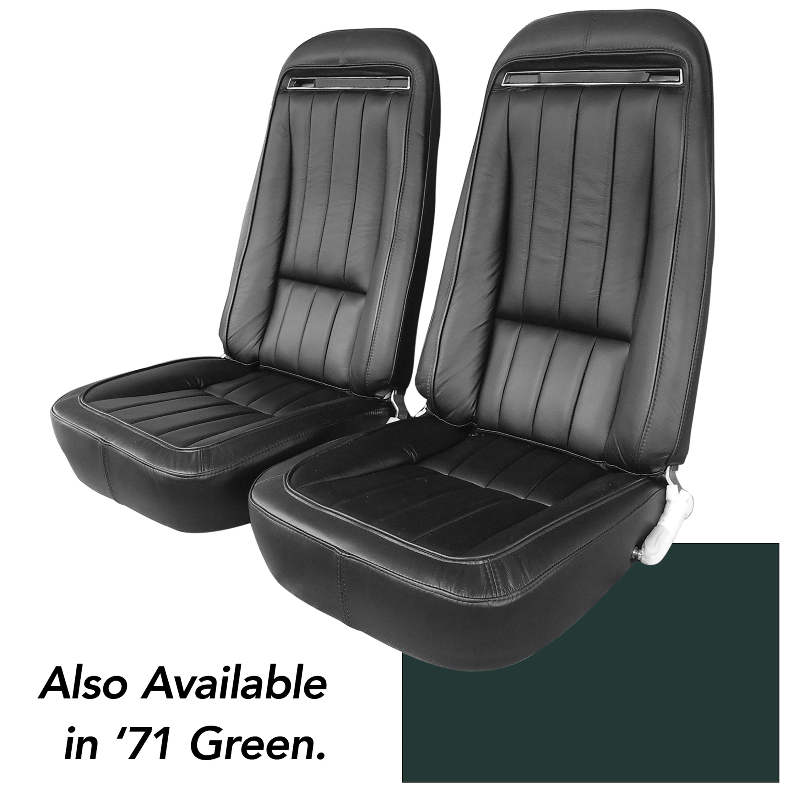 1971 Corvette C3 Leather Seat Covers Green Leather/Vinyl Original CA-419018 