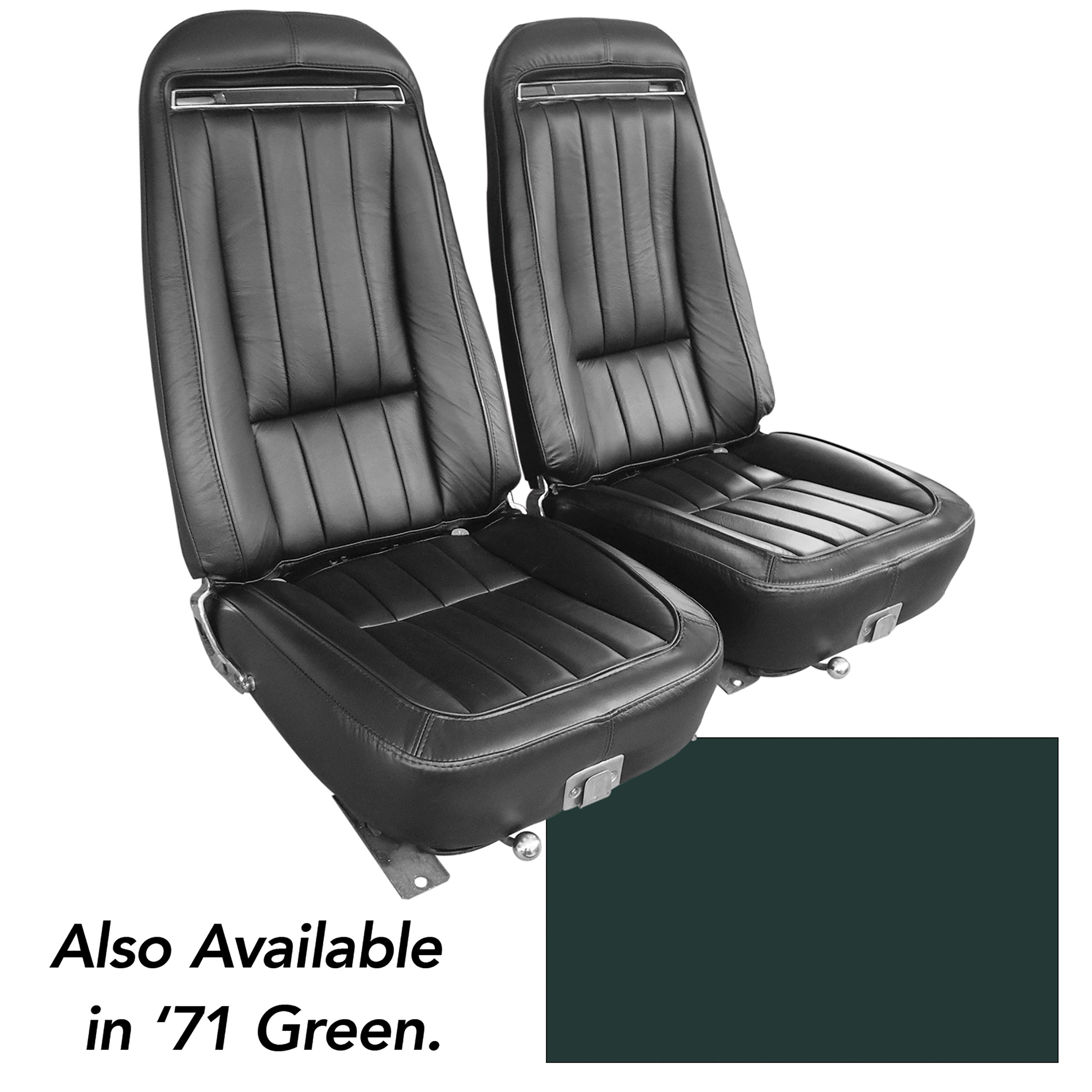 1971 Corvette C3 Leather Seat Covers- Green 100%-Leather CA-419118 