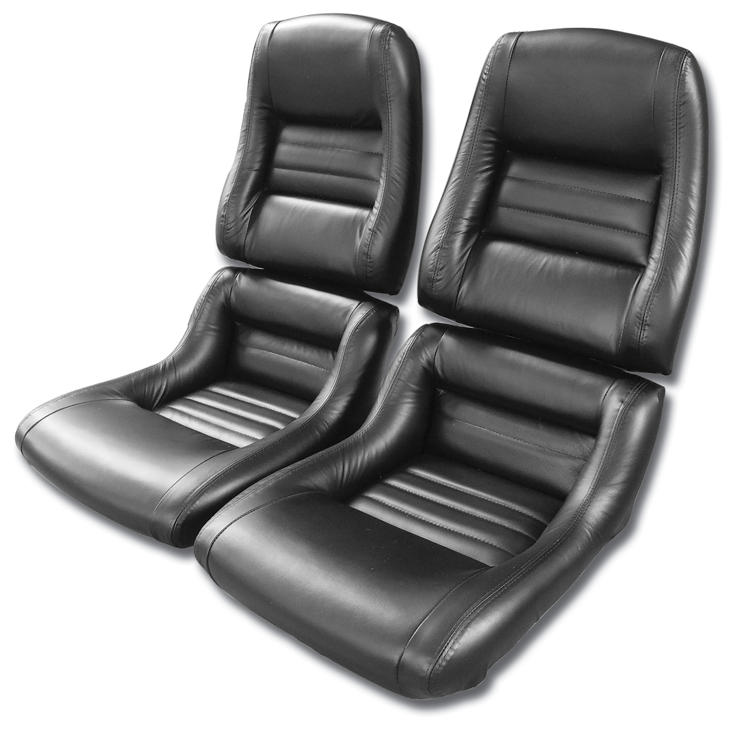 79-81 Corvette C3 423320 Leather Seat Covers Black 100%-Leather 2" Bols CA-419920 