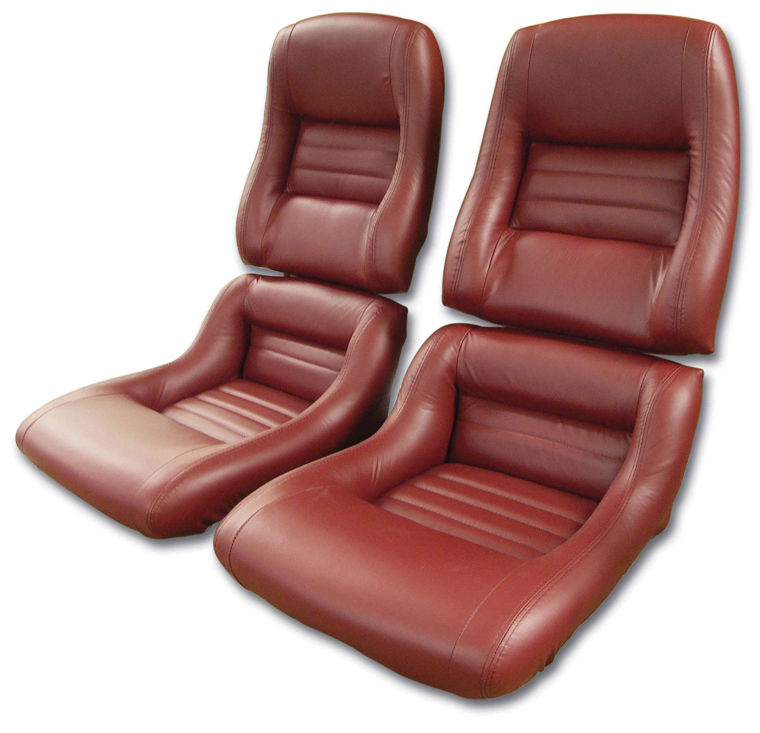 82 Corvette C3 Leather Seat Covers Red Leather/Vinyl Original 2" Bolster CA-419926 