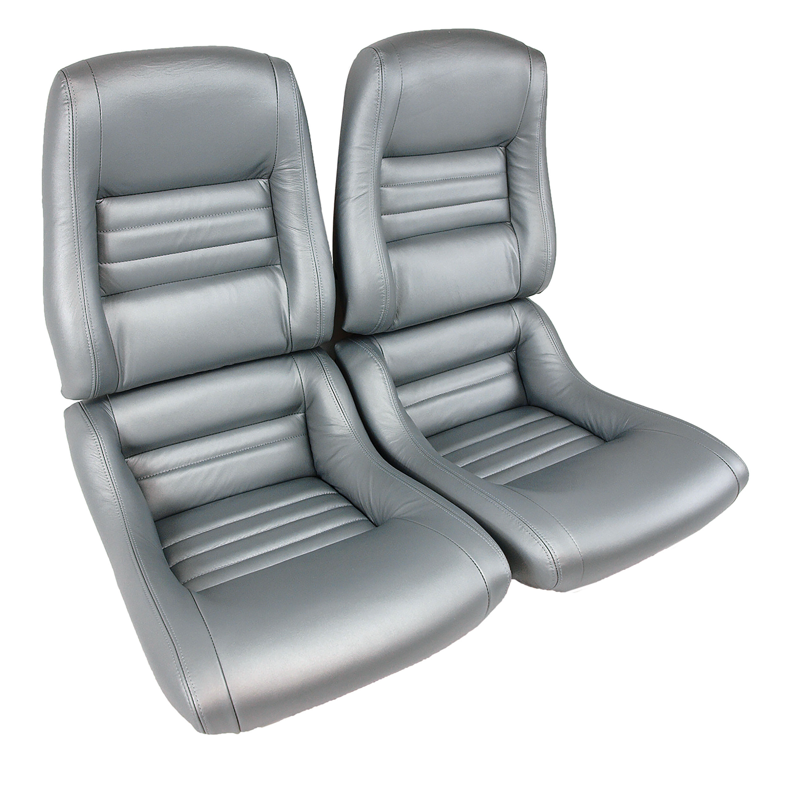 81 Corvette C3 Leather Seat Covers Silver Leather/Vinyl Original 2" Bols CA-419964 