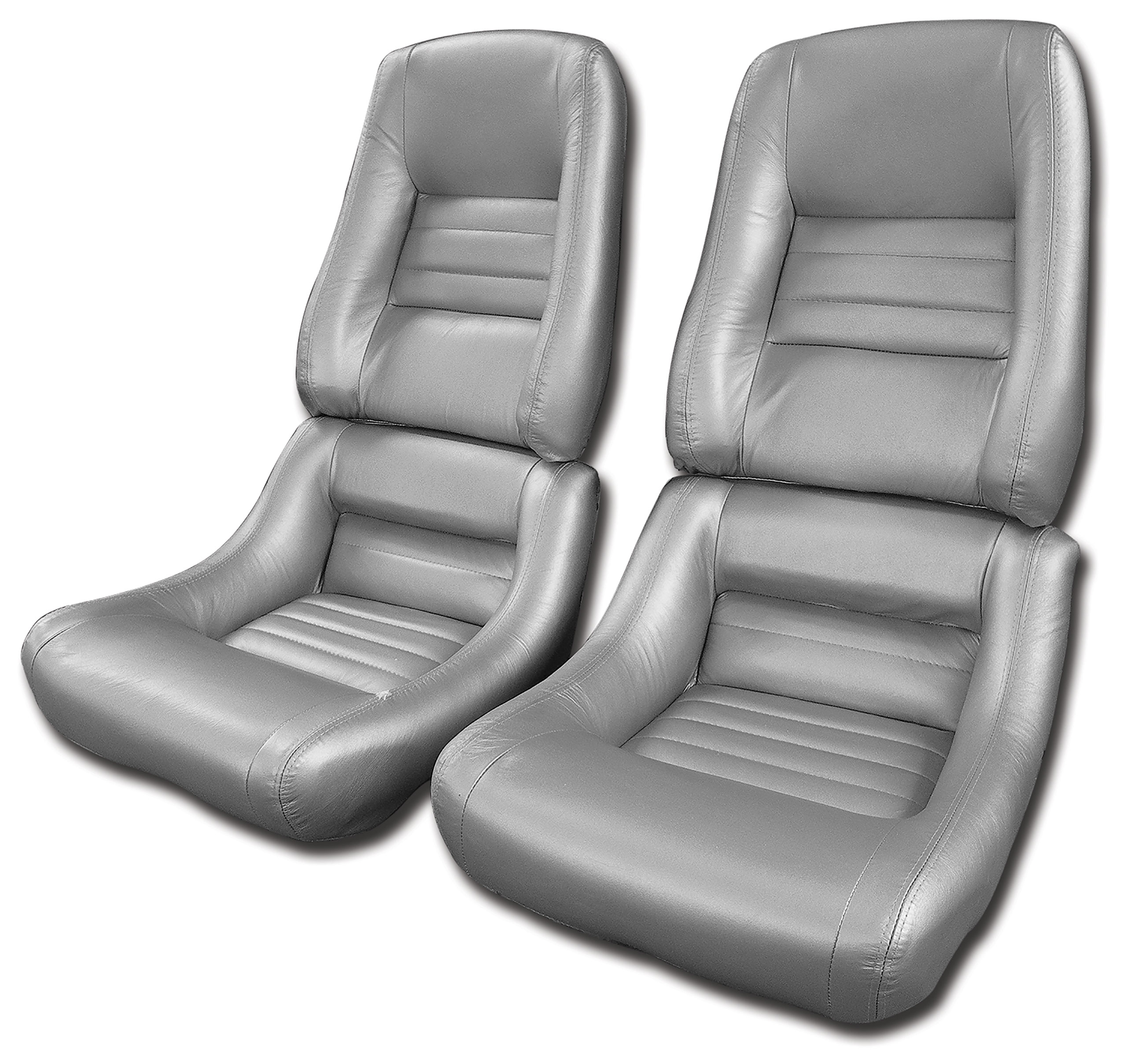 Mounted Leather Seat Covers Silver Pace 100%-Leather 4" Bolster For 78 Corvette