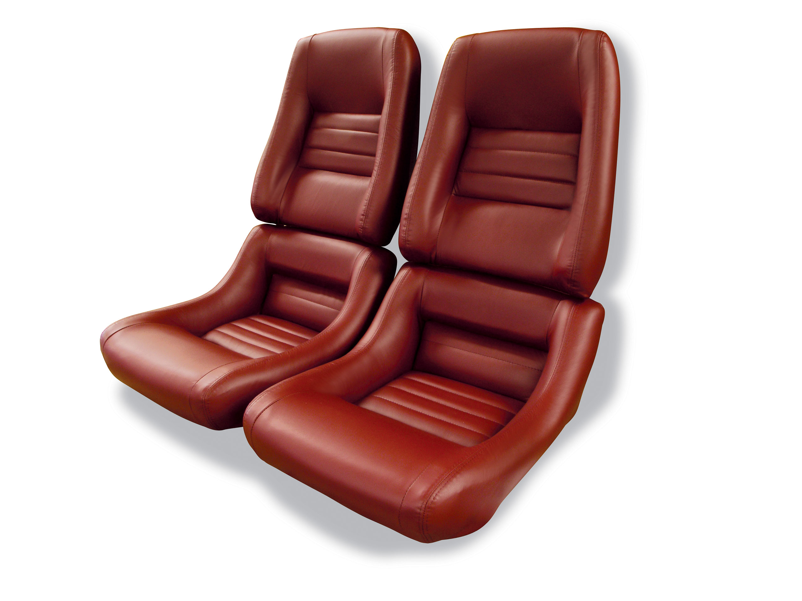 1982 Corvette C3 Mounted "Leather-Like" Vinyl Seat Covers Red 4" Bolster CA-422726