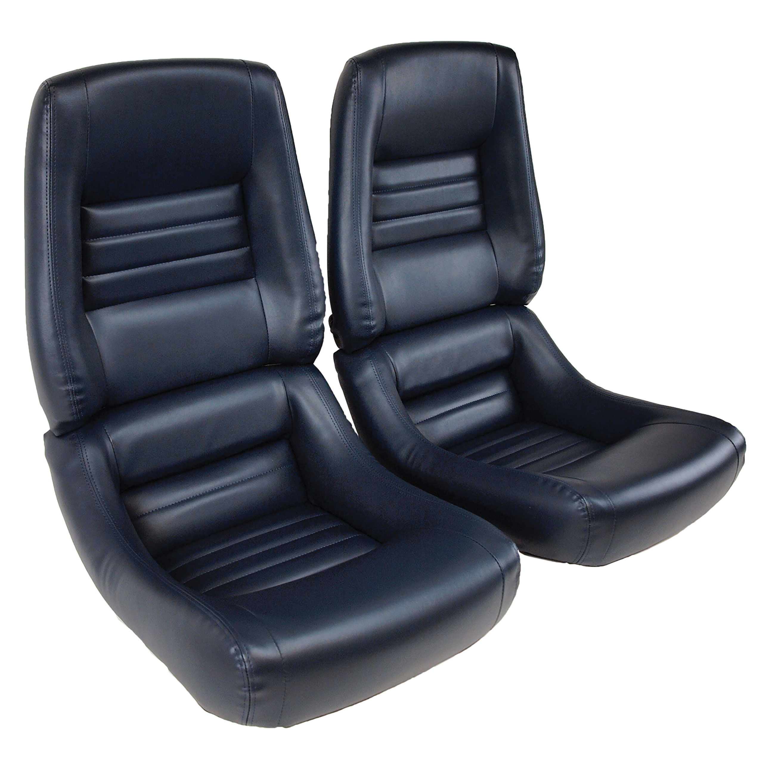  82 Corvette C3 Mounted Leather-Like Vinyl Seat Covers Dark Blue 4" Bolster CA-422746