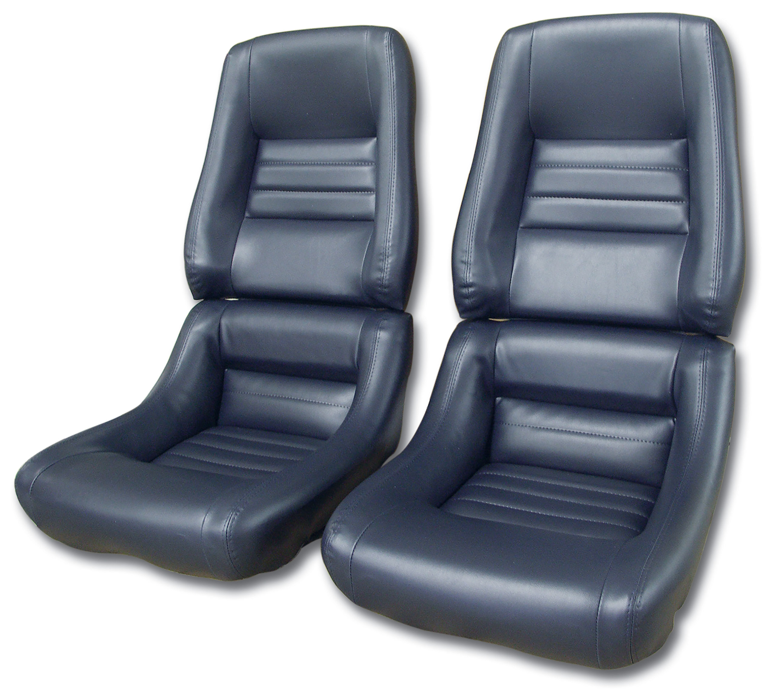 79-81 Corvette C3 Leather Seat Covers Black Leather/Vinyl Original 4" Bolster CA-422748 