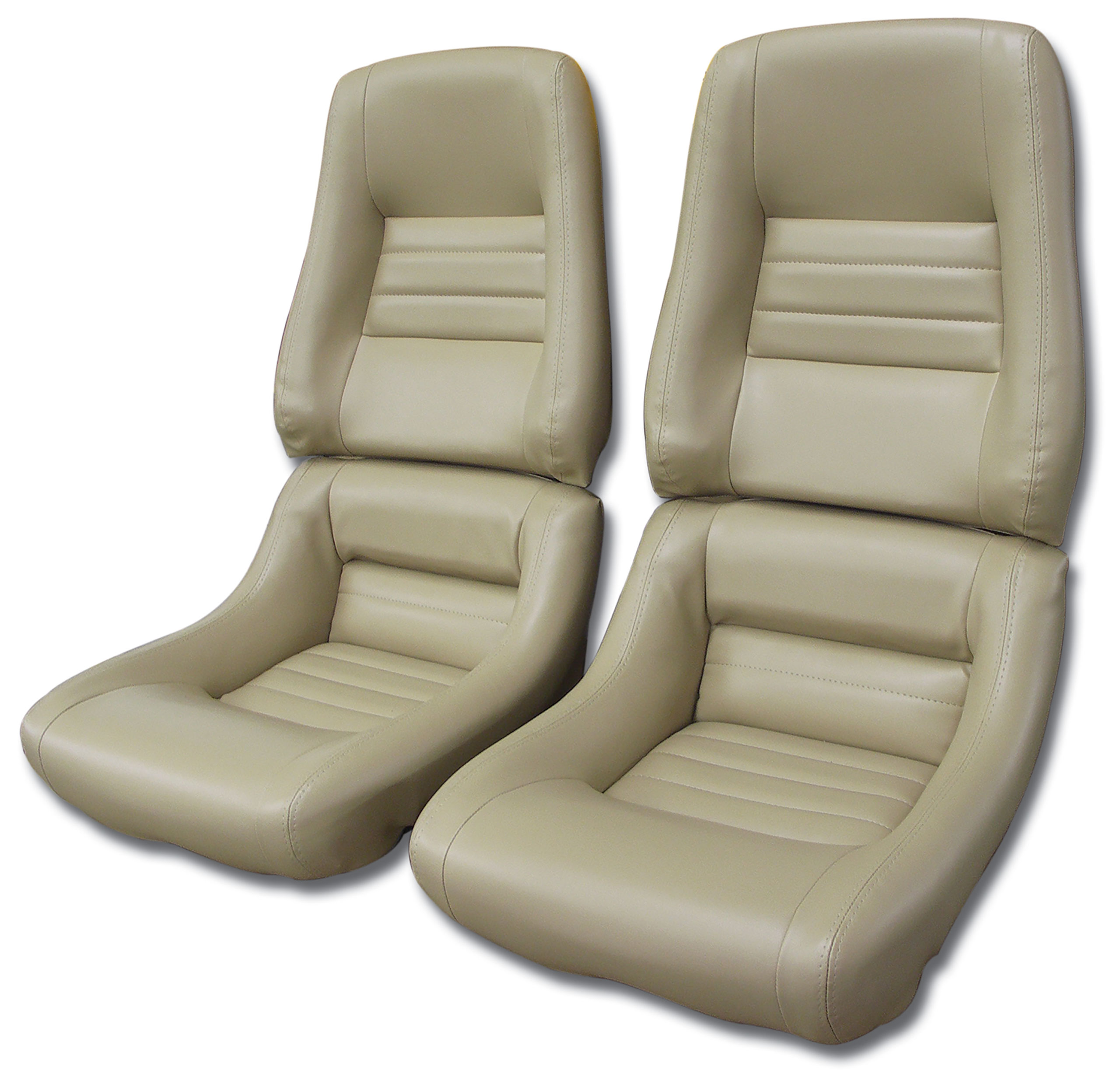 79-80 Corvette C3 Mounted Leather-Like Vinyl Seat Covers Oyster 2" Bolster CA-422750