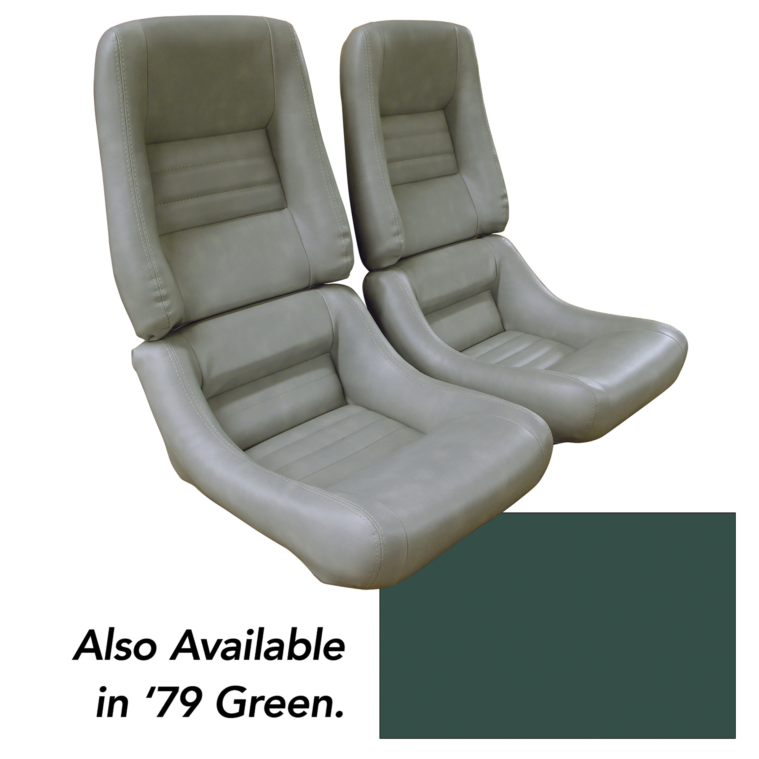 79 Corvette C3 Mounted "Leather-Like" Vinyl Seat Covers Green 2" Bolster CA-423414 