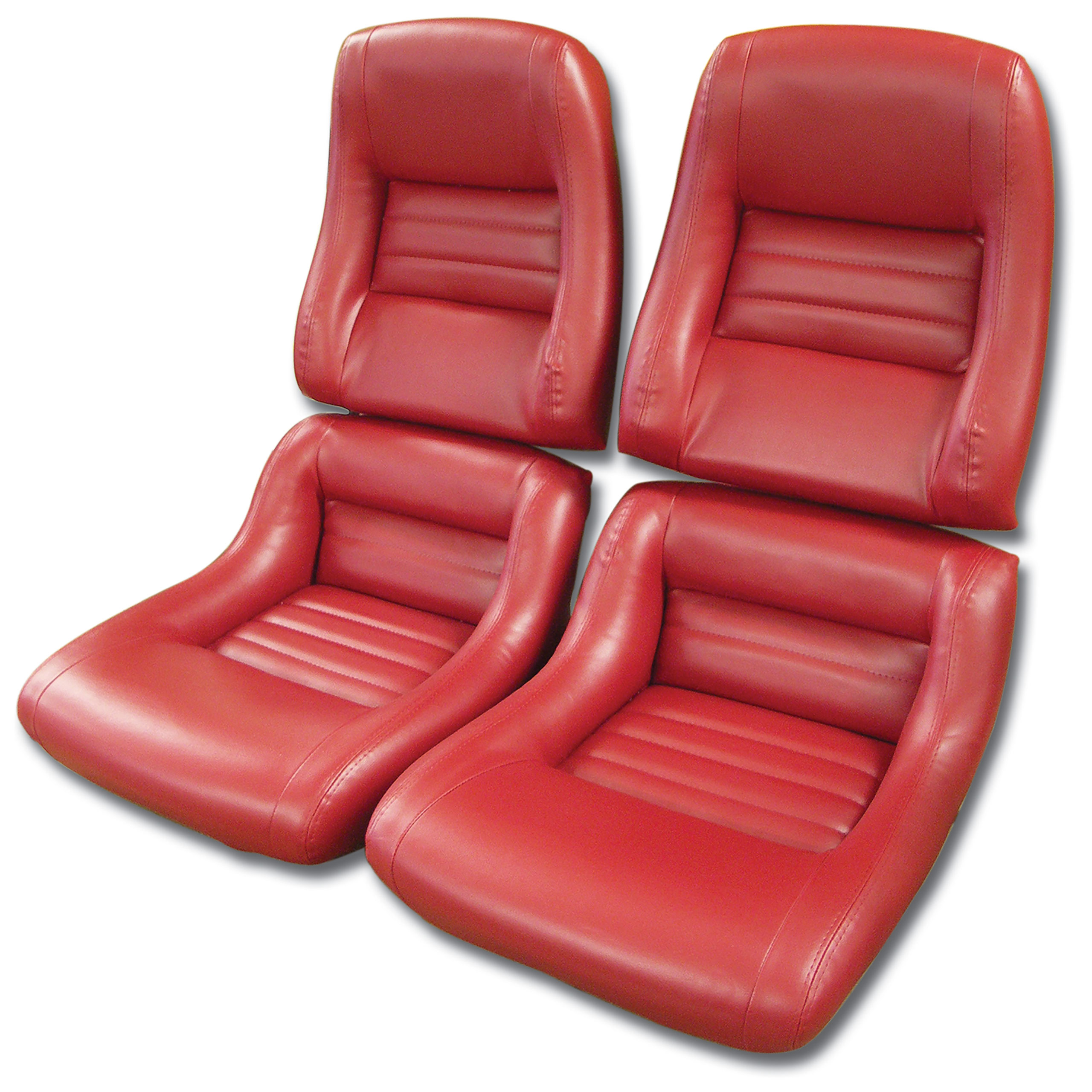 79-81 Corvette C3 422724 Mounted Leather-Like Vinyl Seat Covers Red 4" Bolster CA-423424 