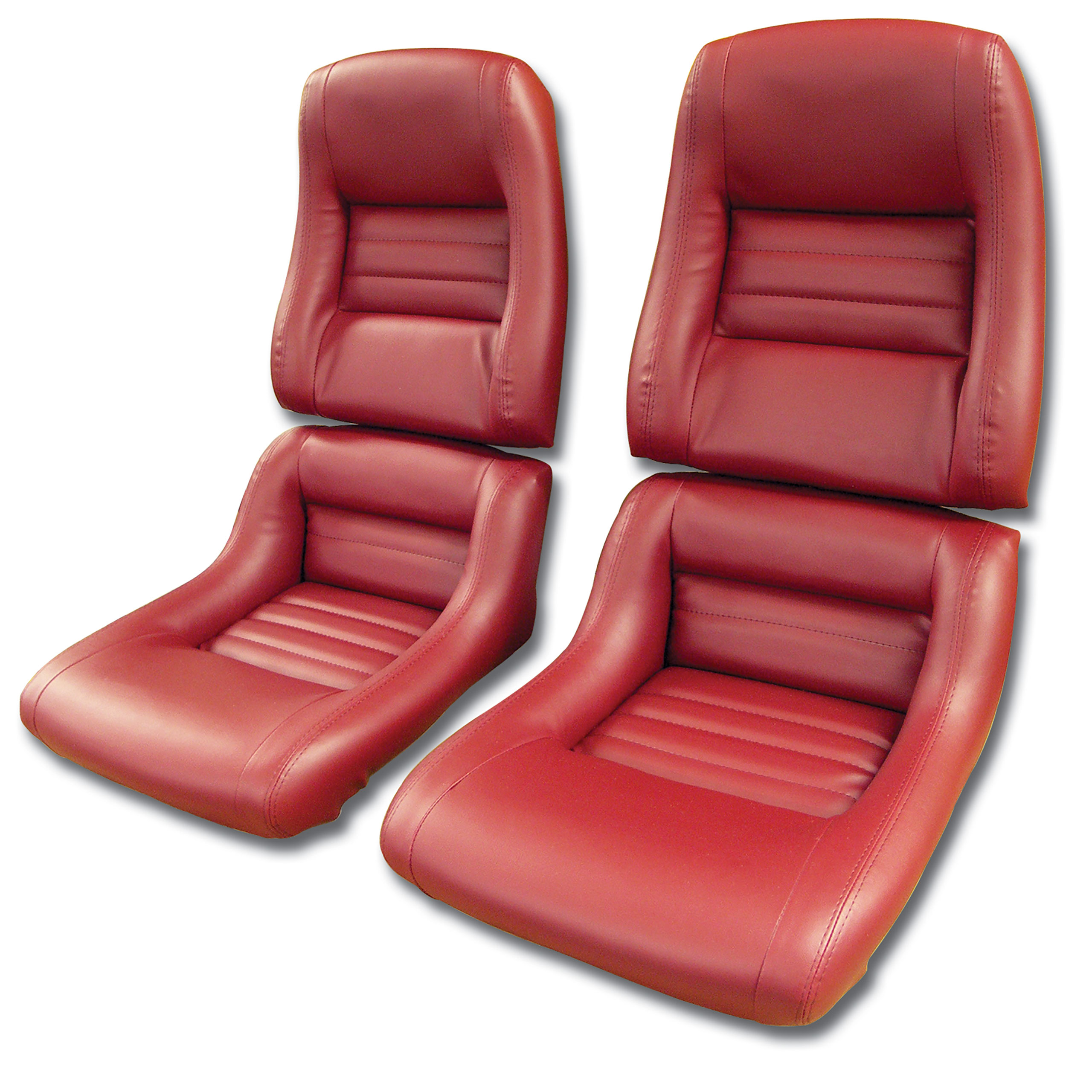 1982 Corvette C3 Mounted "Leather-Like" Vinyl Seat Covers Red 2" Bolster CA-423426 