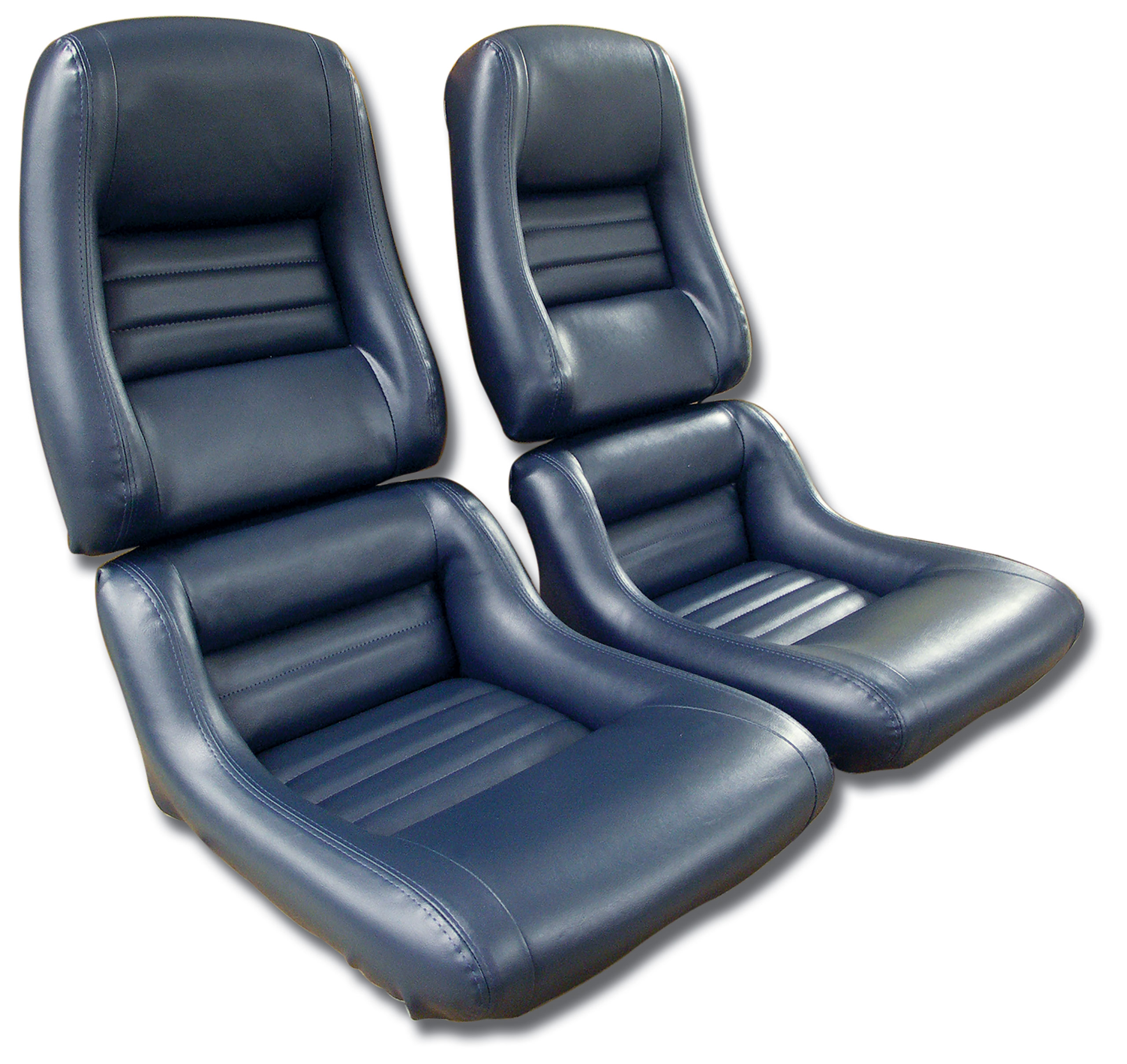 82 Corvette C3 Mounted Leather-Like Vinyl Seat Covers Dark Blue 2" Bolster CA-423446 