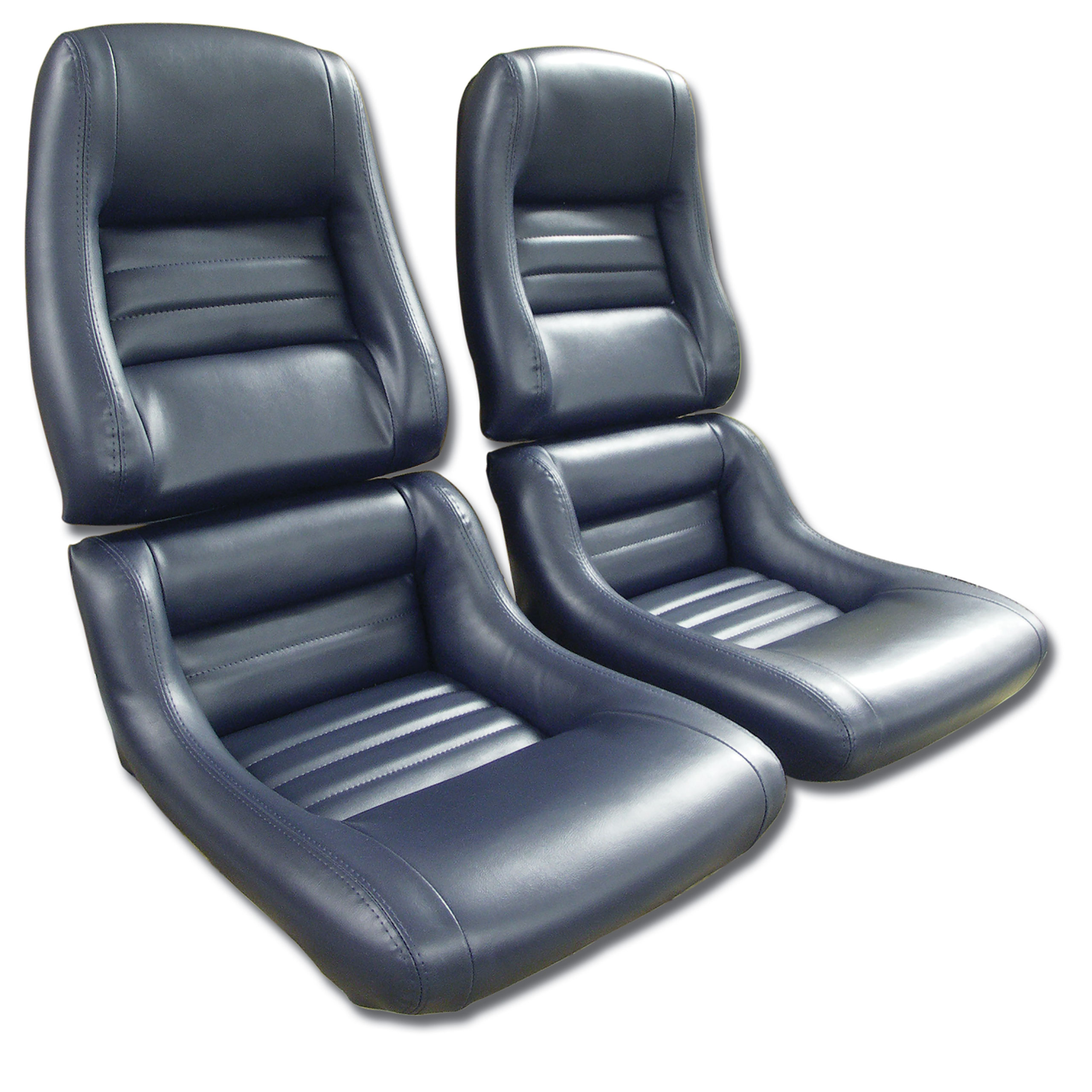 79-81 Corvette C3 Mounted Leather-Like Vinyl Seat Covers Dark Blue 4" Bolster CA-423448 