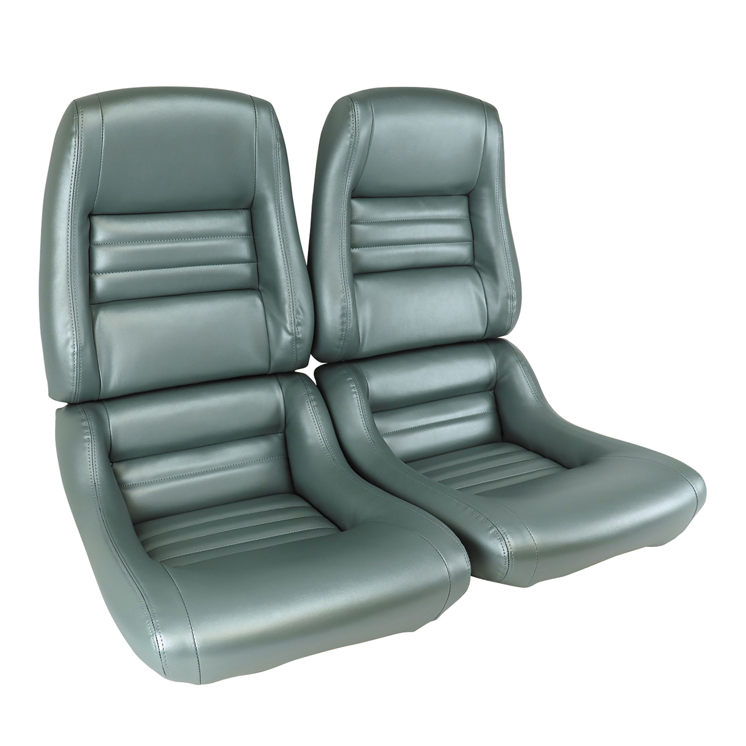 82 Corvette C3 Mounted Leather-Like Vinyl Seat Covers Silvergreen 2" Bolster CA-423459 