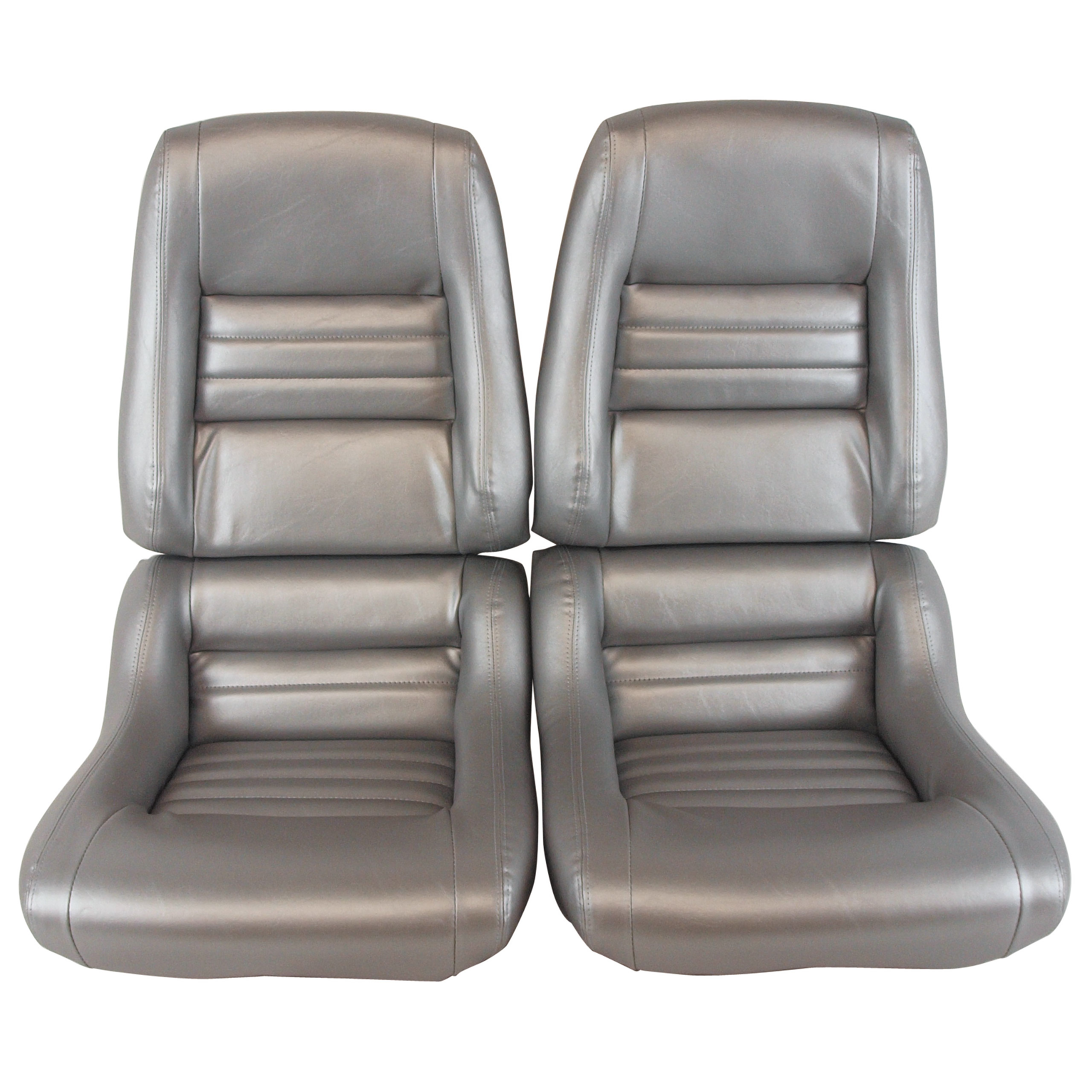 78 Corvette C3 Mounted Leather-Like Vinyl Seat Covers Silver Pace 2" Bolster CA-423462 