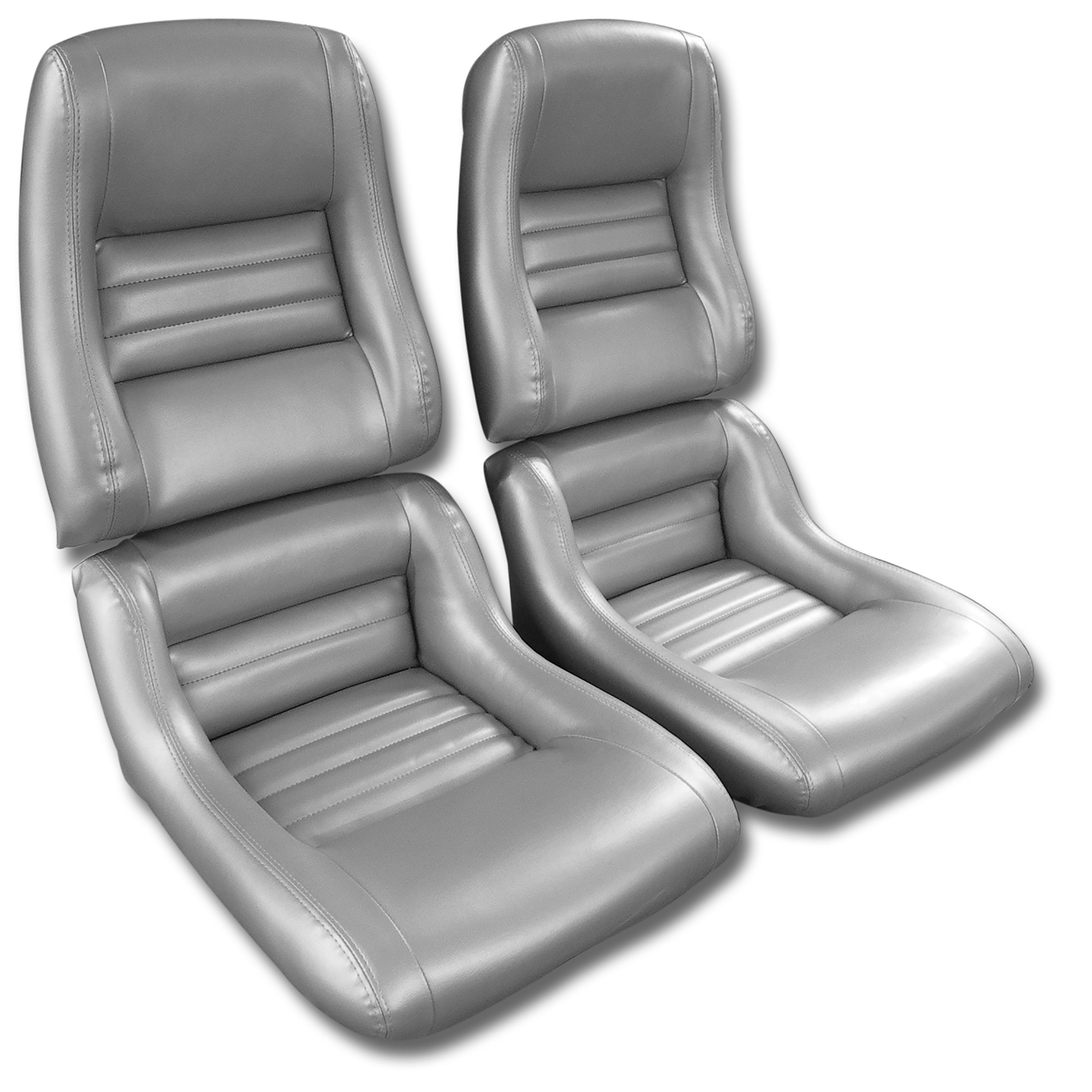 81 Corvette C3 Mounted Leather-Like Vinyl Seat Covers Silver 2" Bolster CA-423464 