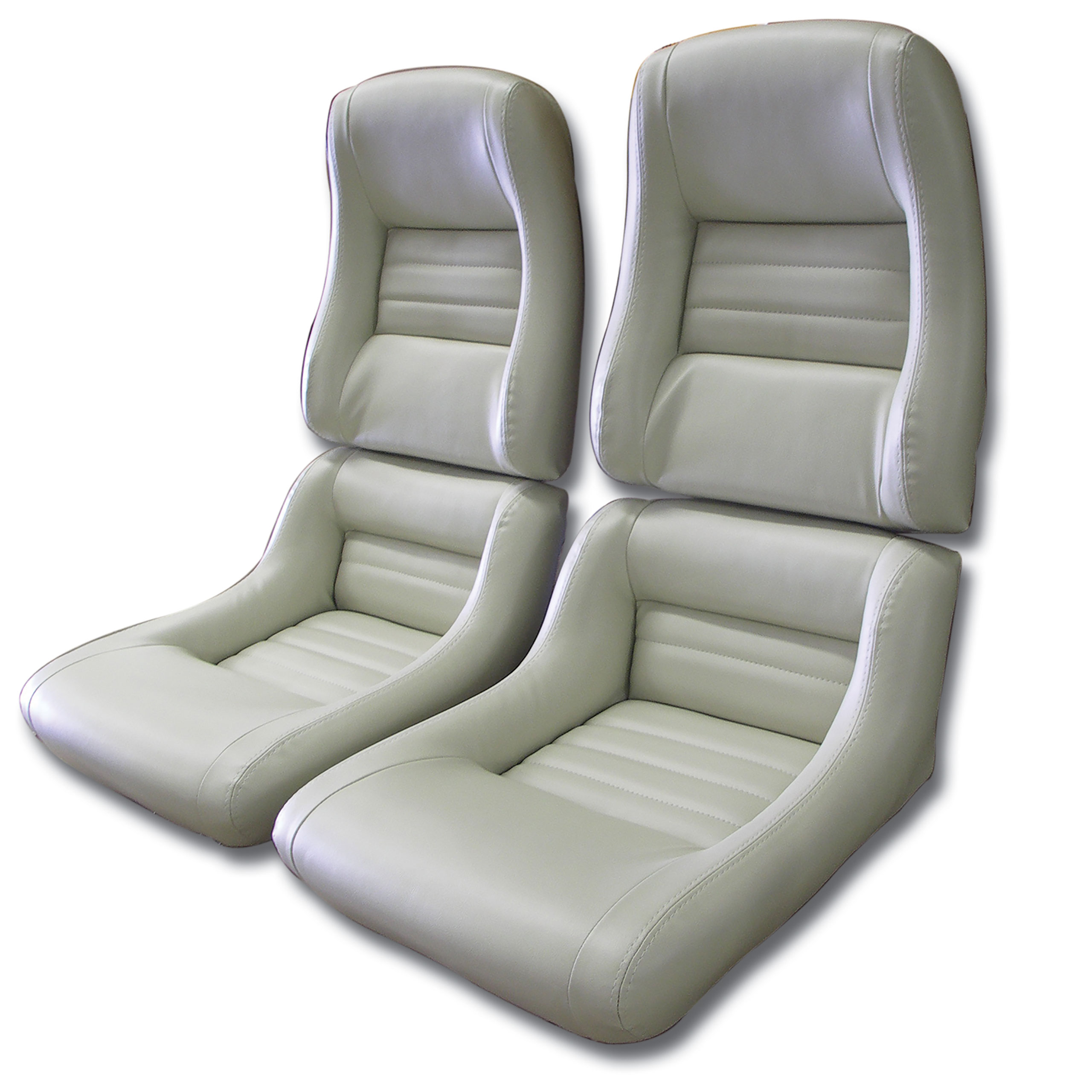 79-80 Corvette C3 Mounted Leather-Like Vinyl Seat Covers Oyster 4" Bolster CA-423466 