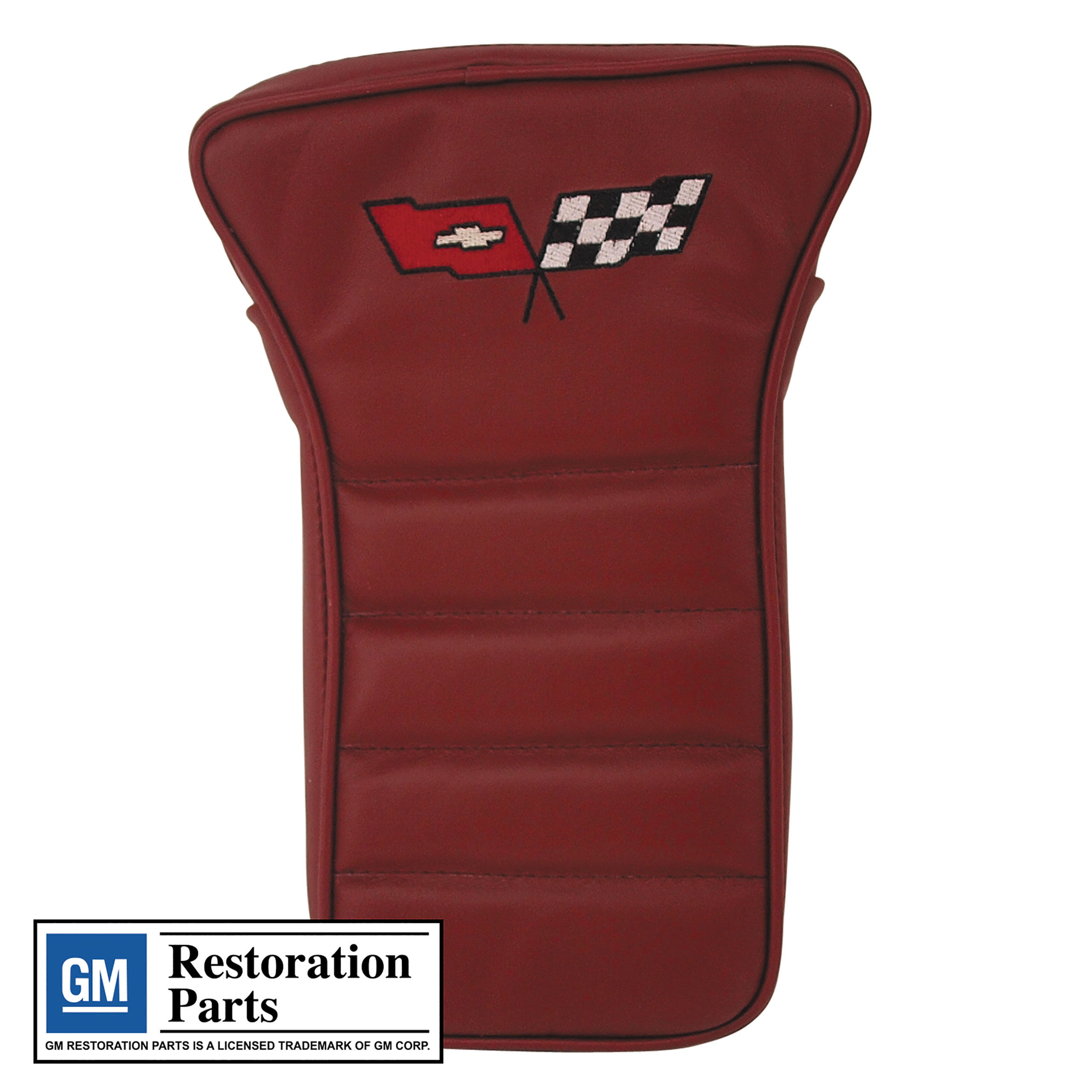 Center Armrest- Embroidered Red Leather For 1982 Corvette