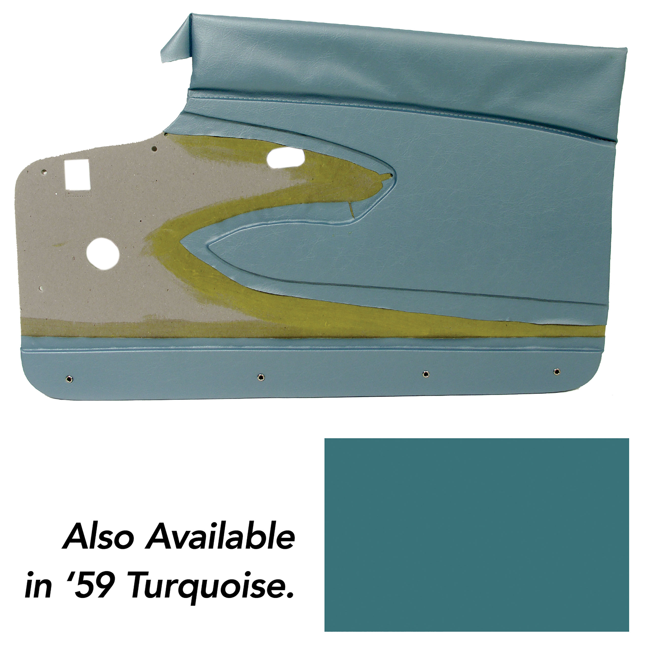 1959 Corvette C1 Door Panels- Turquoise W/O Supports CA-434806