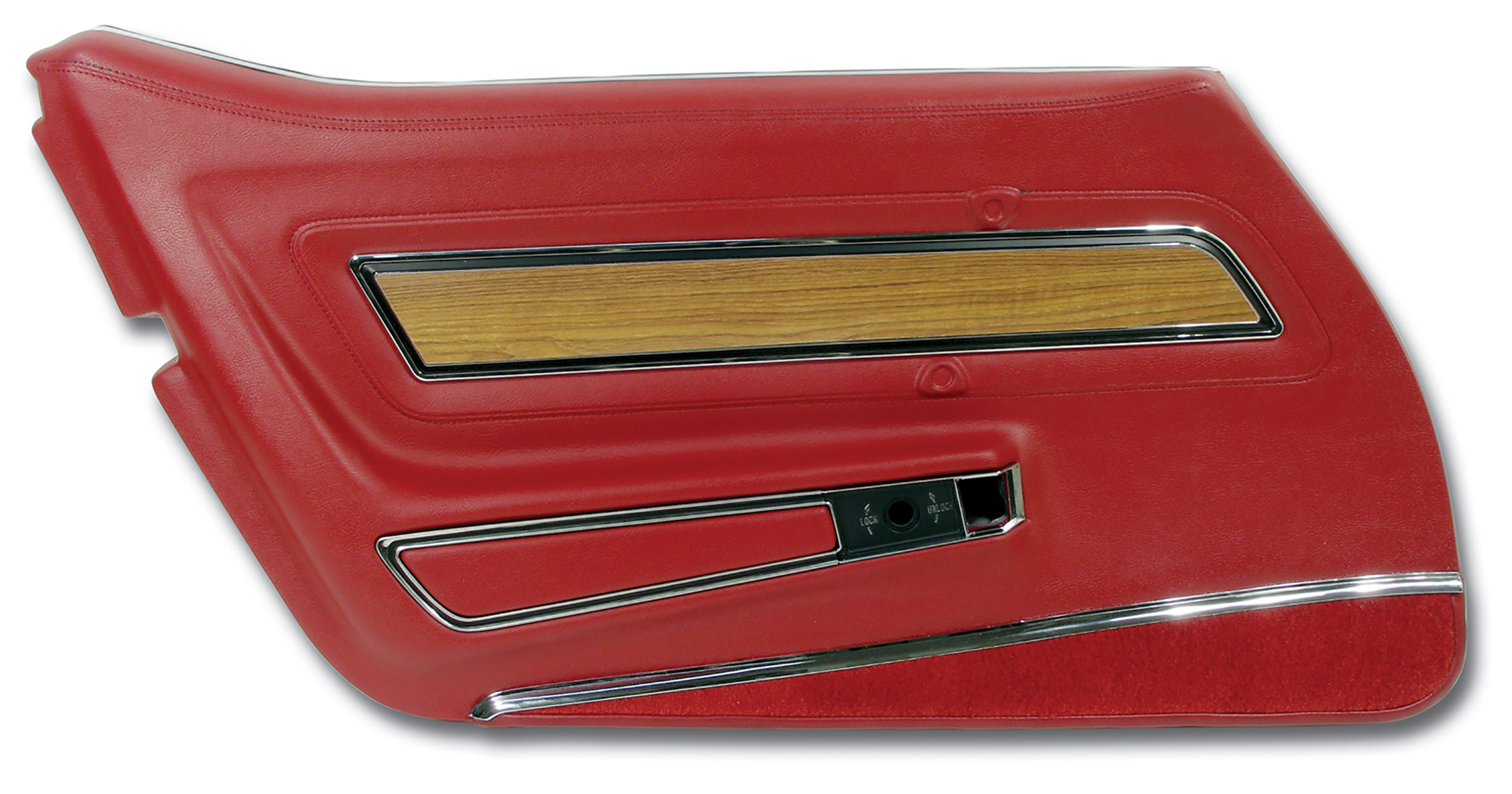 1976 Corvette C3 Door Panel Firethorn Deluxe W/Teak Insert LH CA-443734 