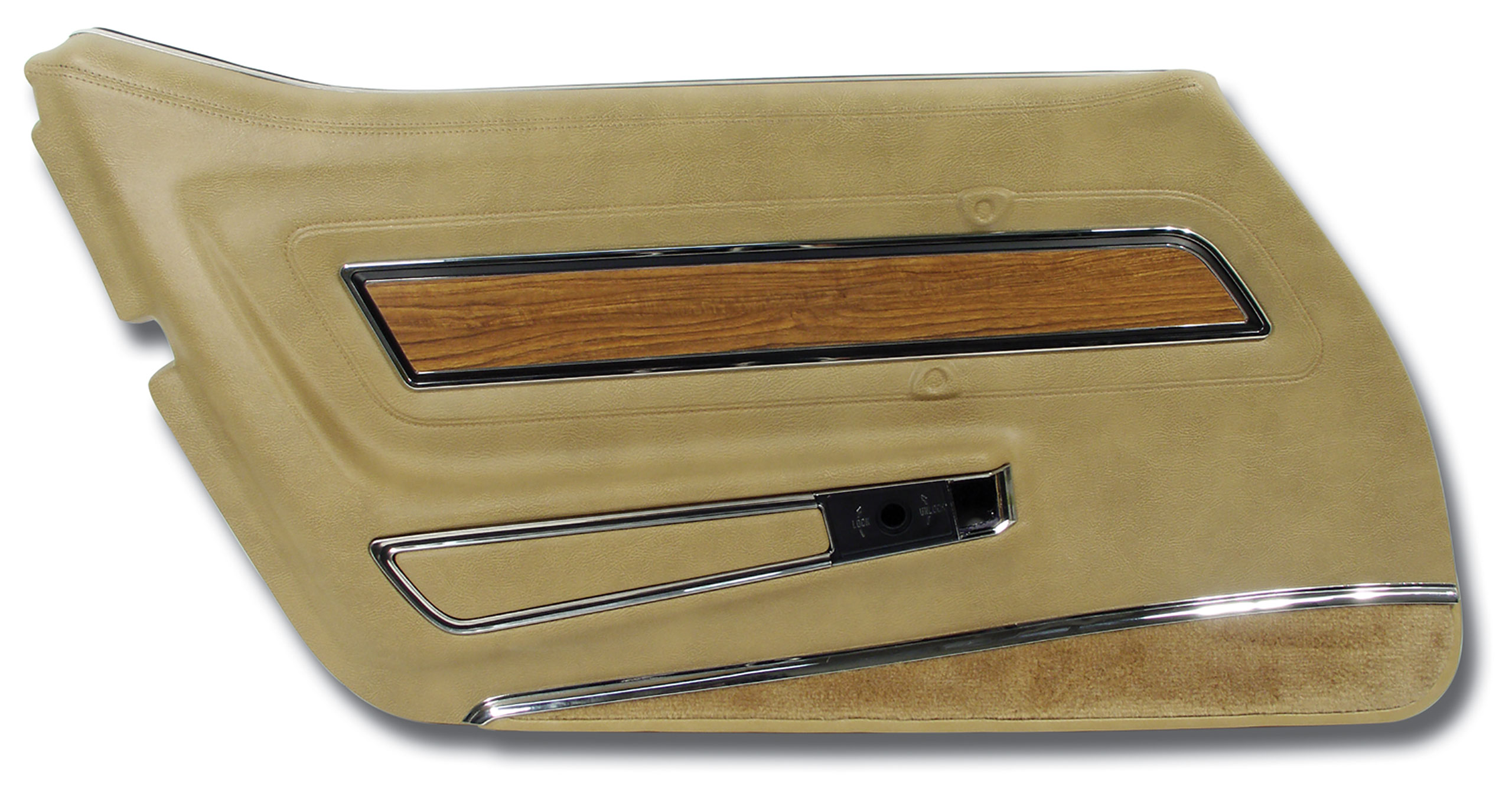 1976 Corvette C3 Door Panel Buckskin Deluxe W/Teak Insert LH CA-443757 