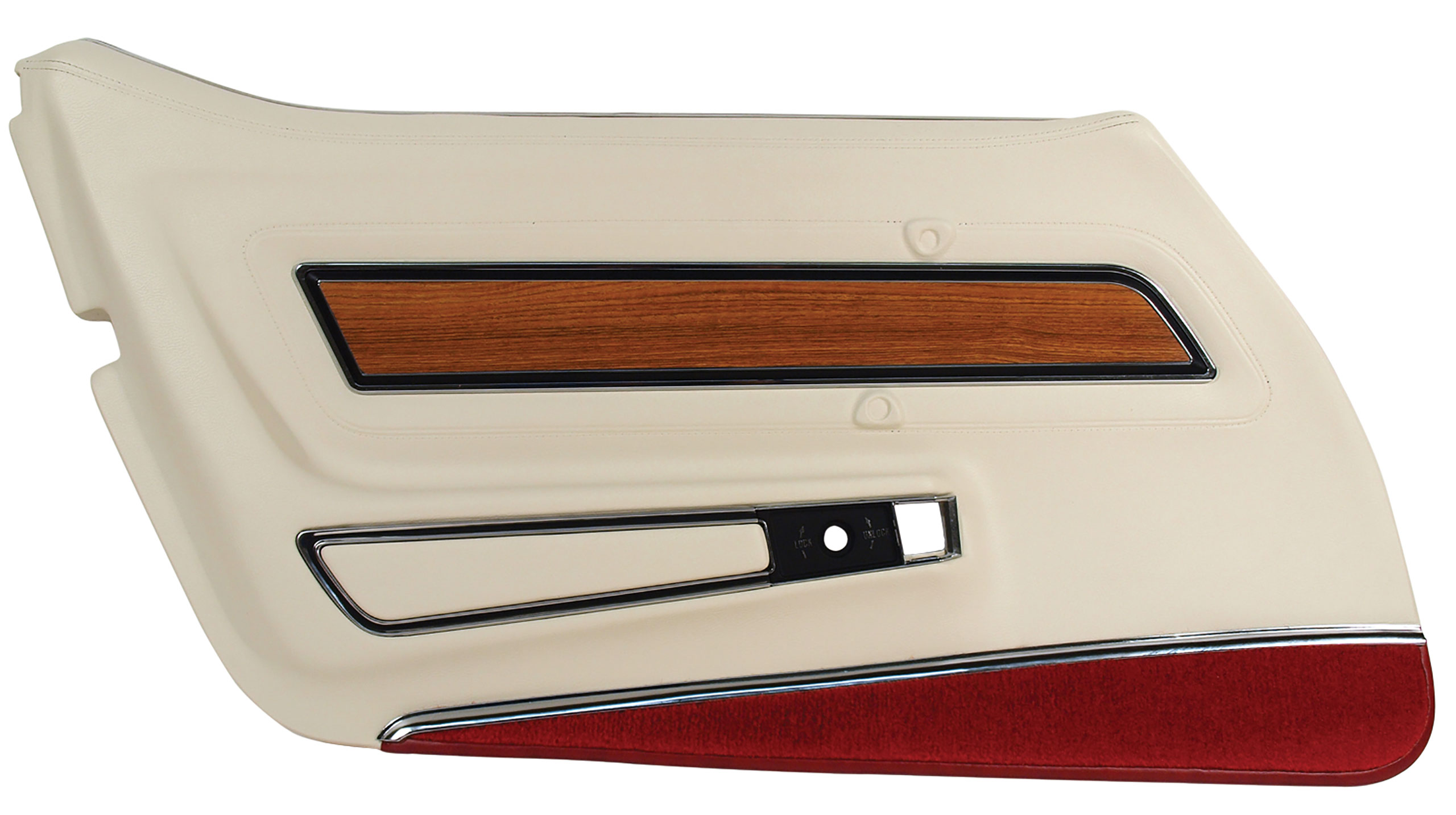 76 Corvette C3 Door Panel White Deluxe W/Firethorn And Teak Insert LH CA-443776 