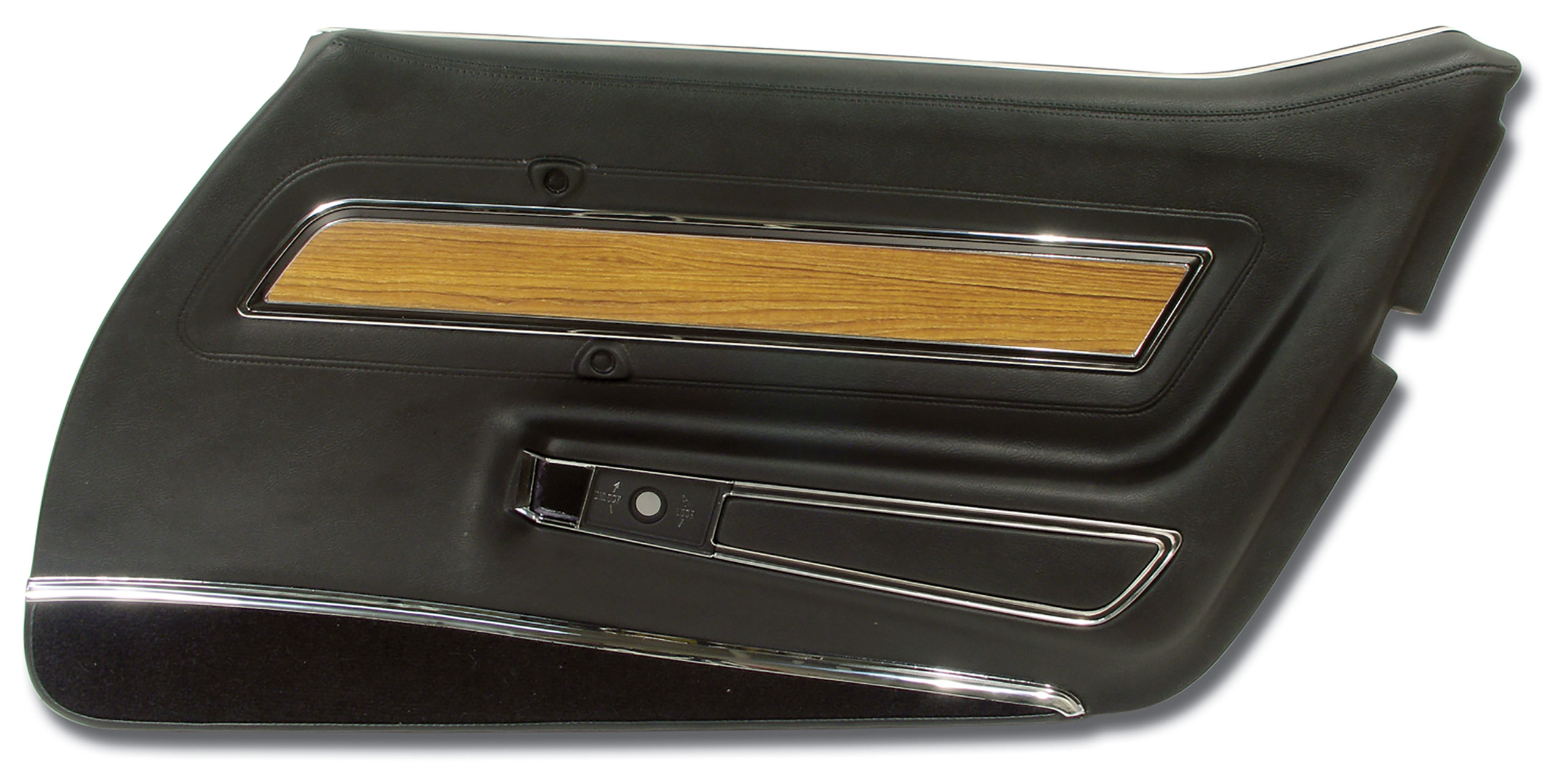 1976 Corvette C3 Door Panel- Black Deluxe W/Teak Insert RH CA-443820 